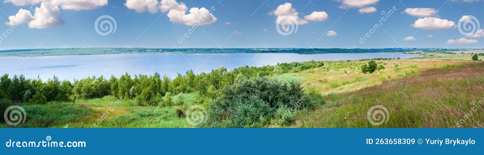 Summer Lake Panorama View. Five Shots Stitch Image Stock Image Image