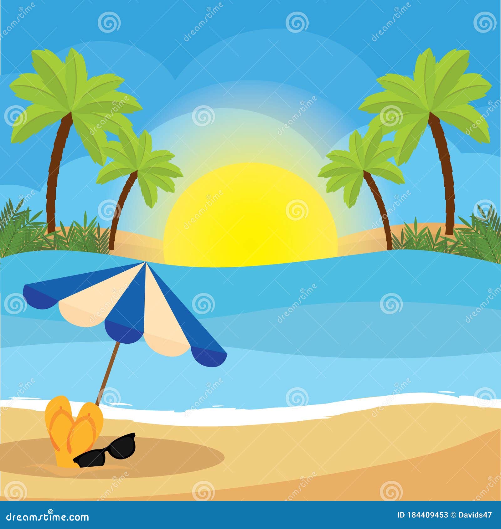 Summer Landscape in the Beach Stock Vector - Illustration of water ...