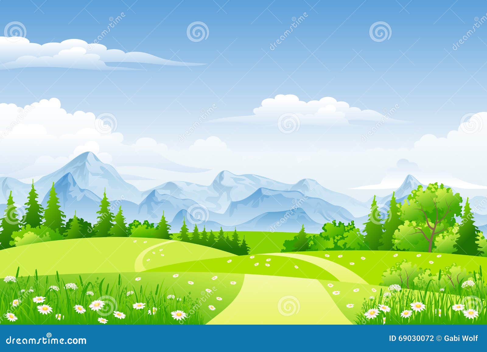 summer landscape with meadows