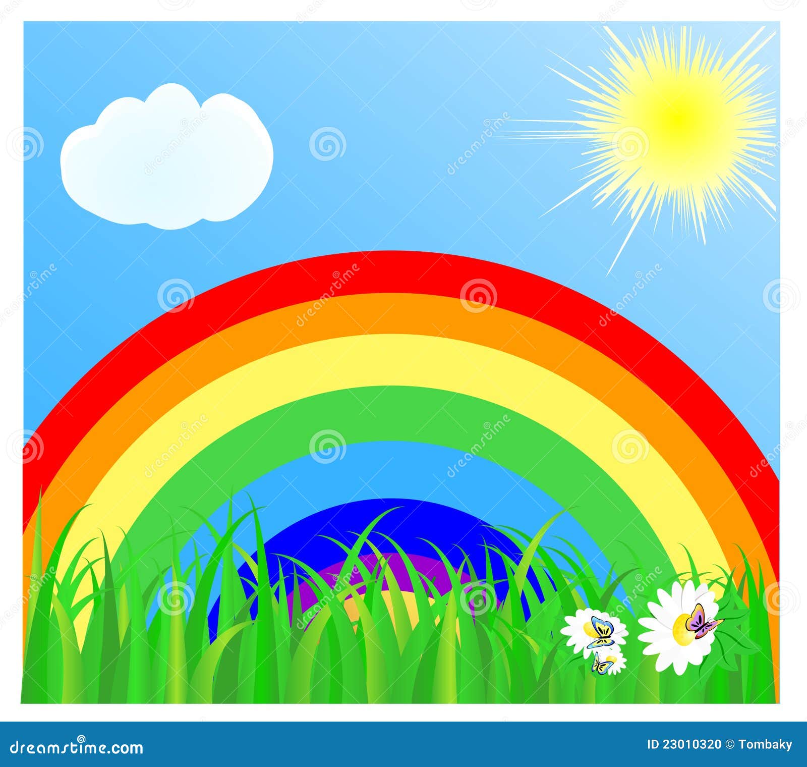 Summer Landscape with a Rainbow Stock Vector - Illustration of design ...