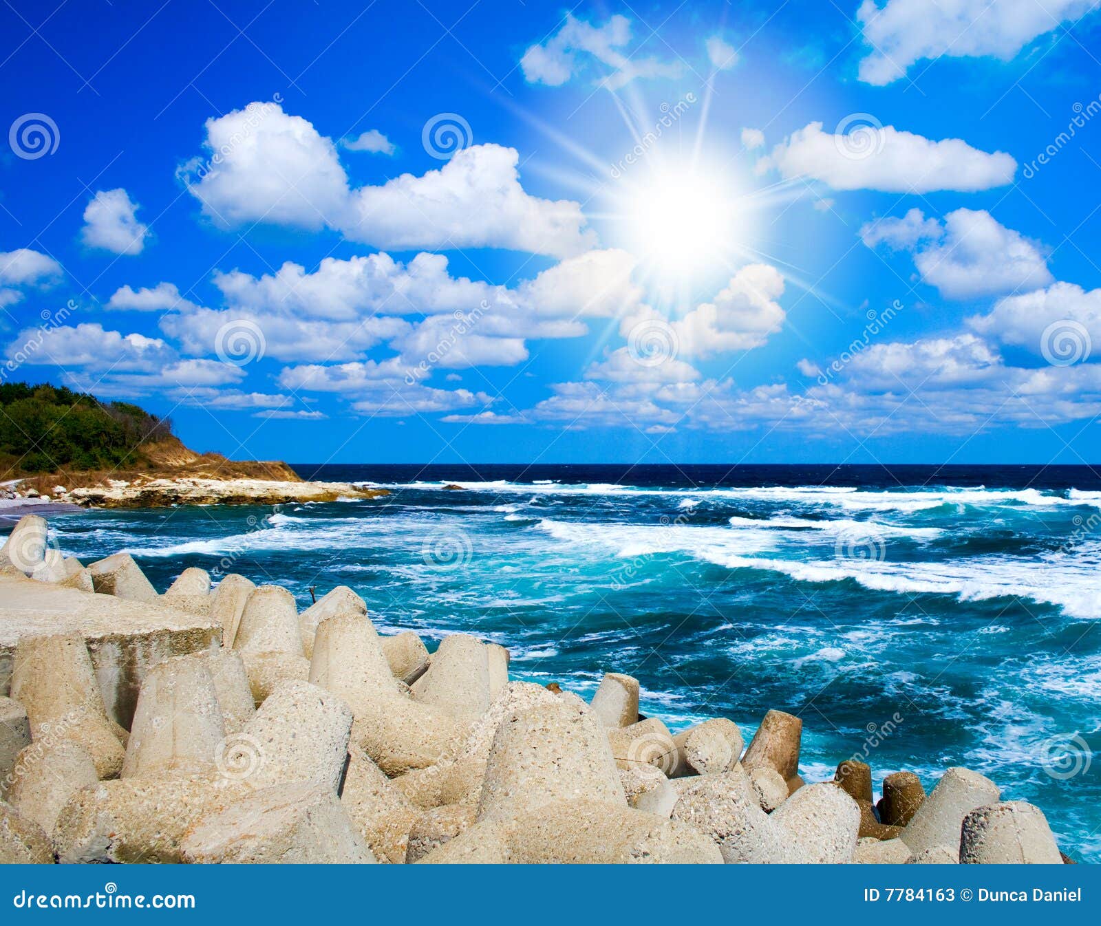 Summer Landscape Sea Waves Blue Sky And Sun Stock Image Image Of