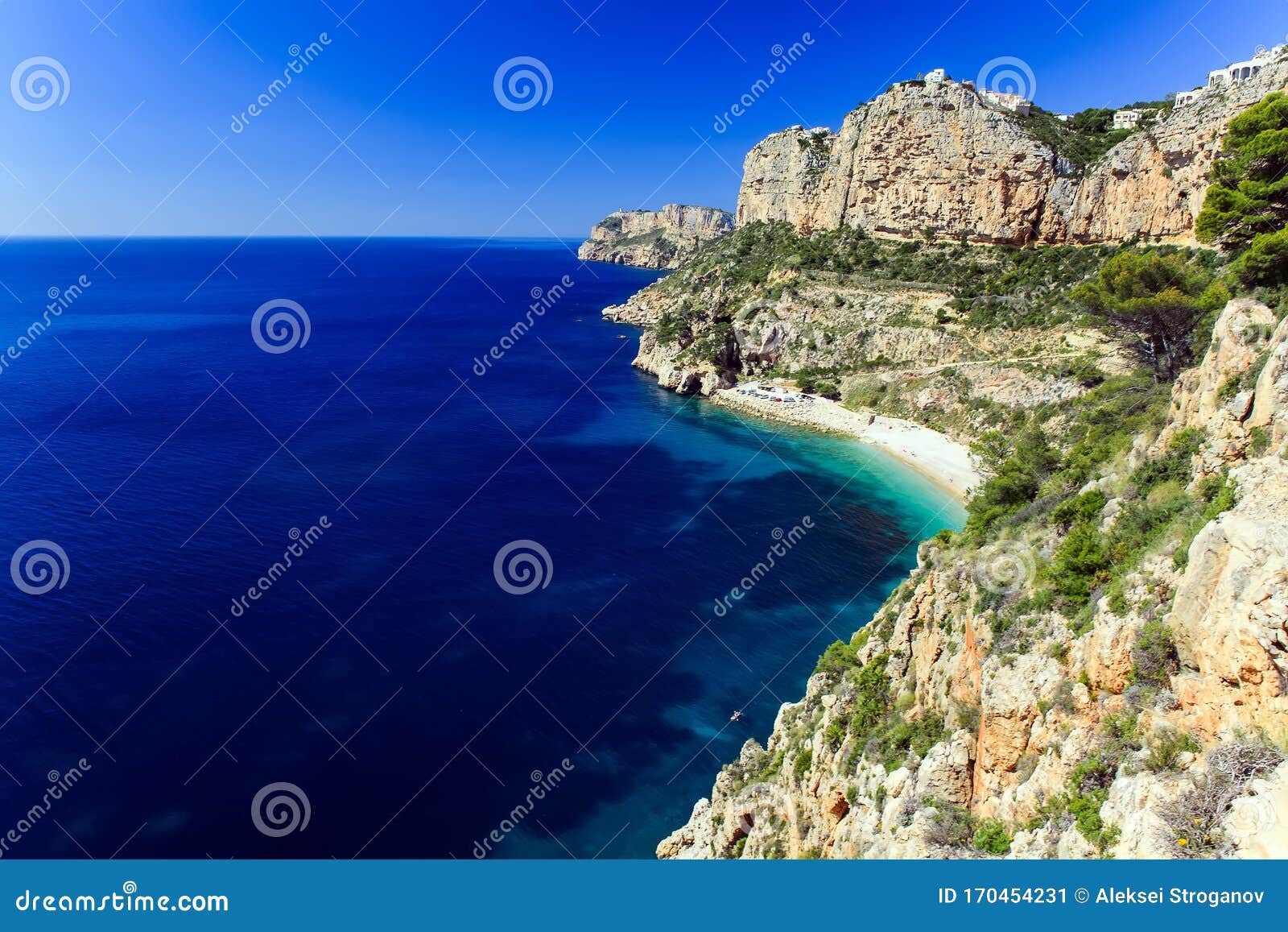 summer landscape spain, moraig cove beach in benitatxell, alicante