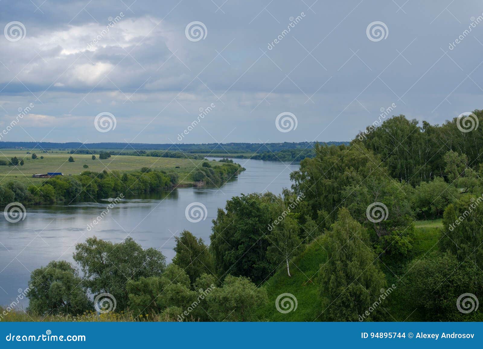 Summer Landscape with Views of the River from the High Bank Stock Photo ...