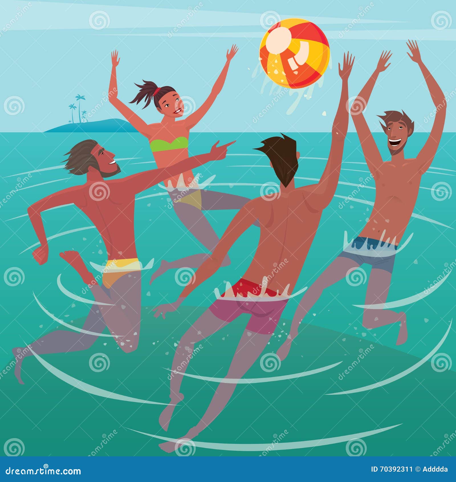 Summer leisure at sea stock vector. Illustration of people - 70392311
