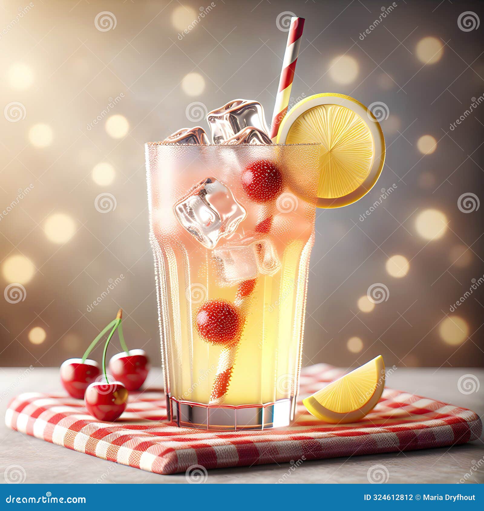summer lemonade with red cherries