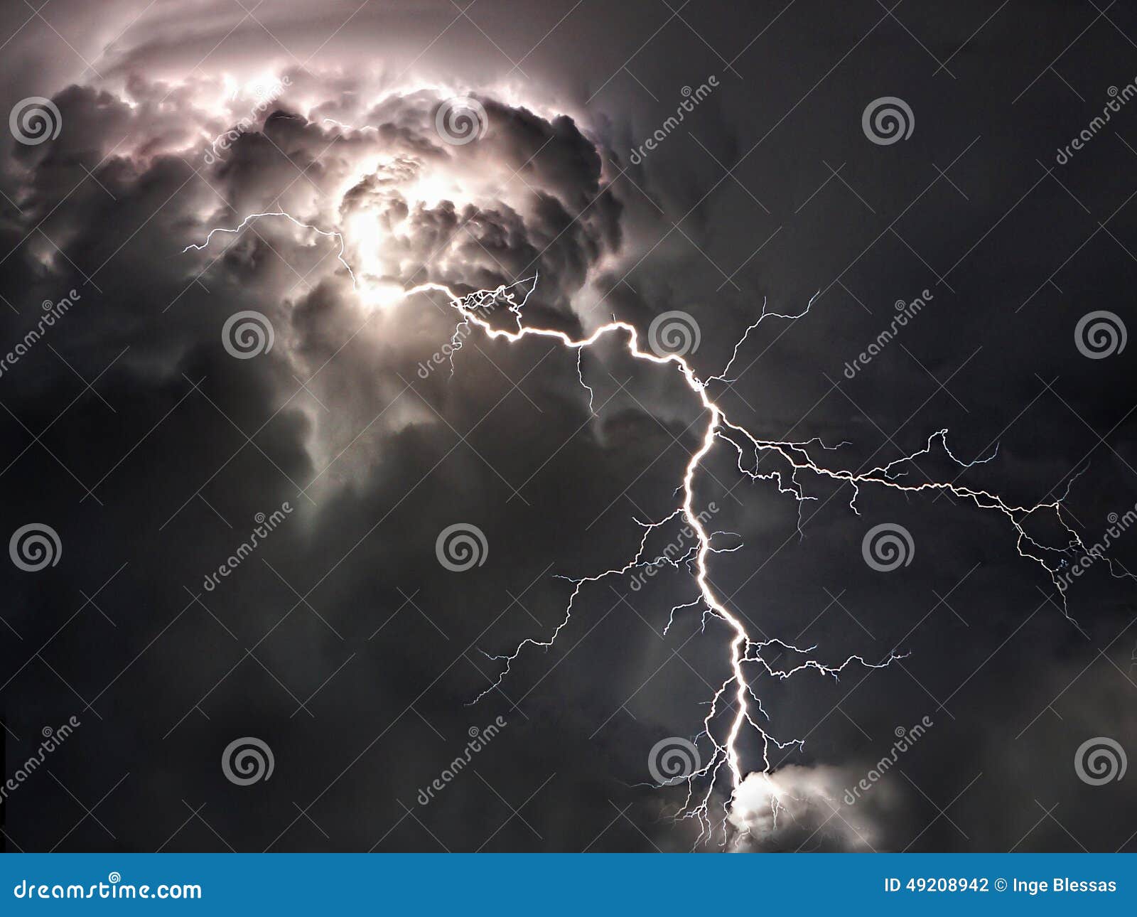 lightning bolts and storm clouds