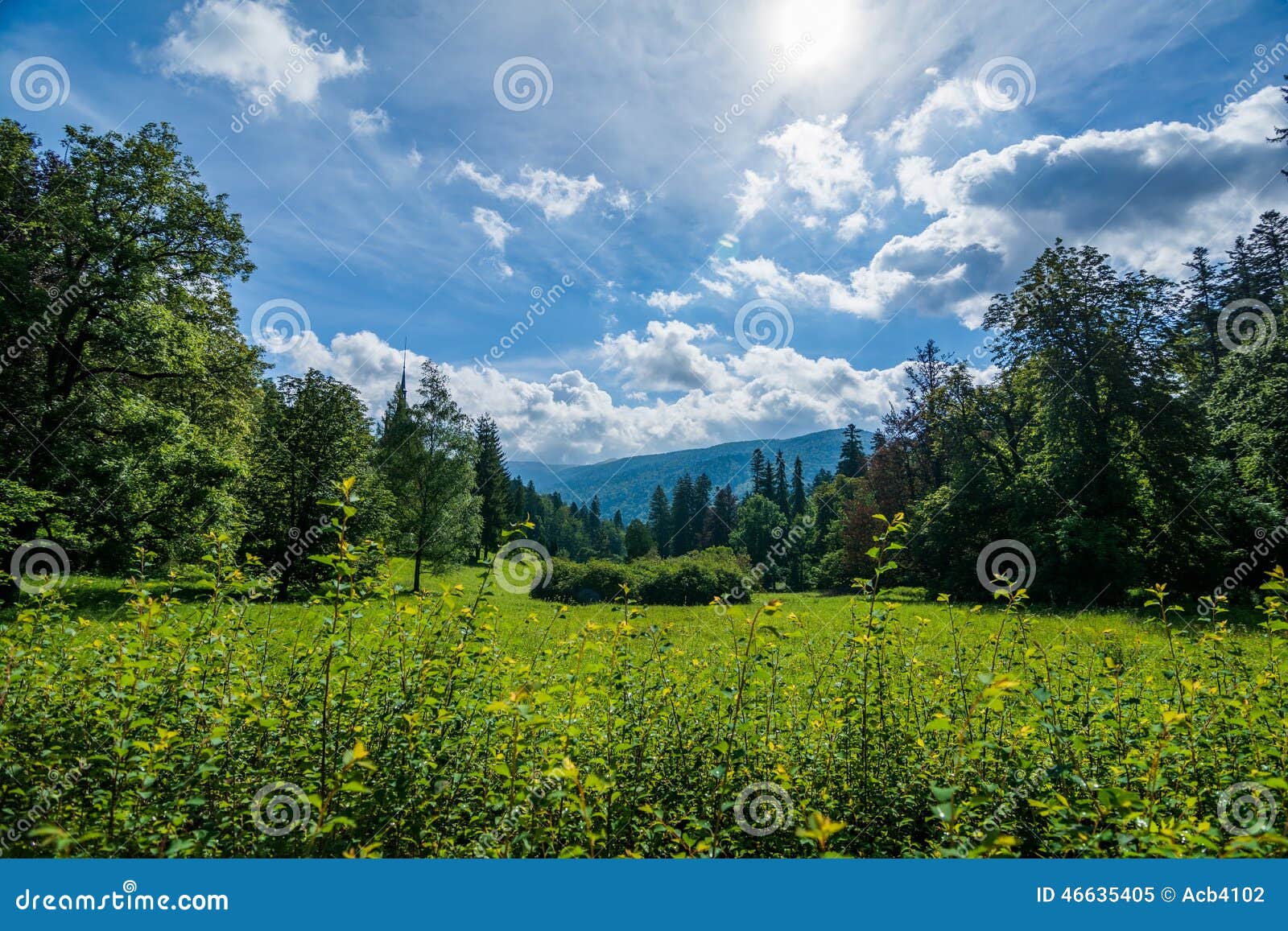 Summer Midday In The Mountains Stock Image - Image of midday, white