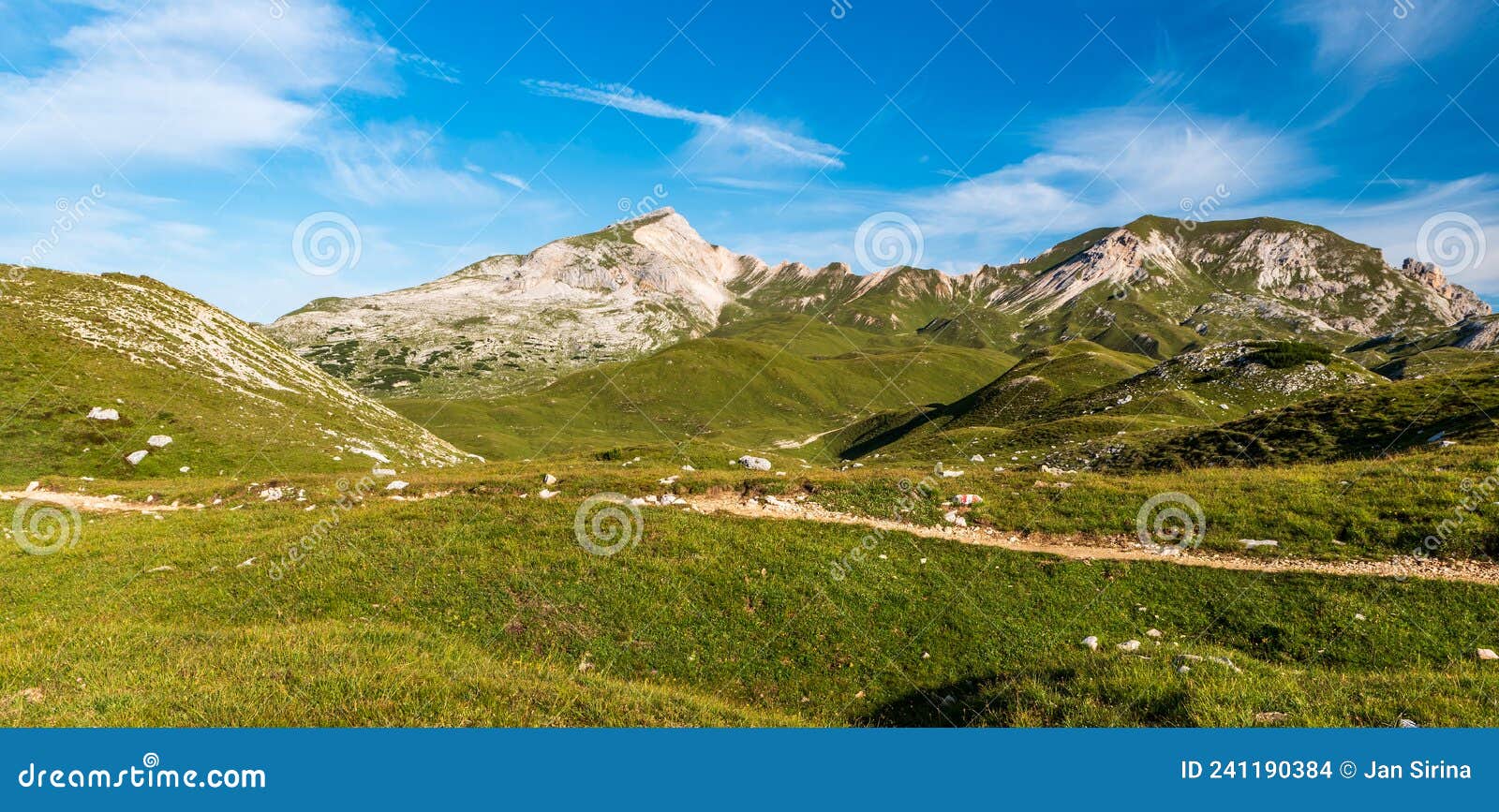 summer morning above senneshutte in the dolomites