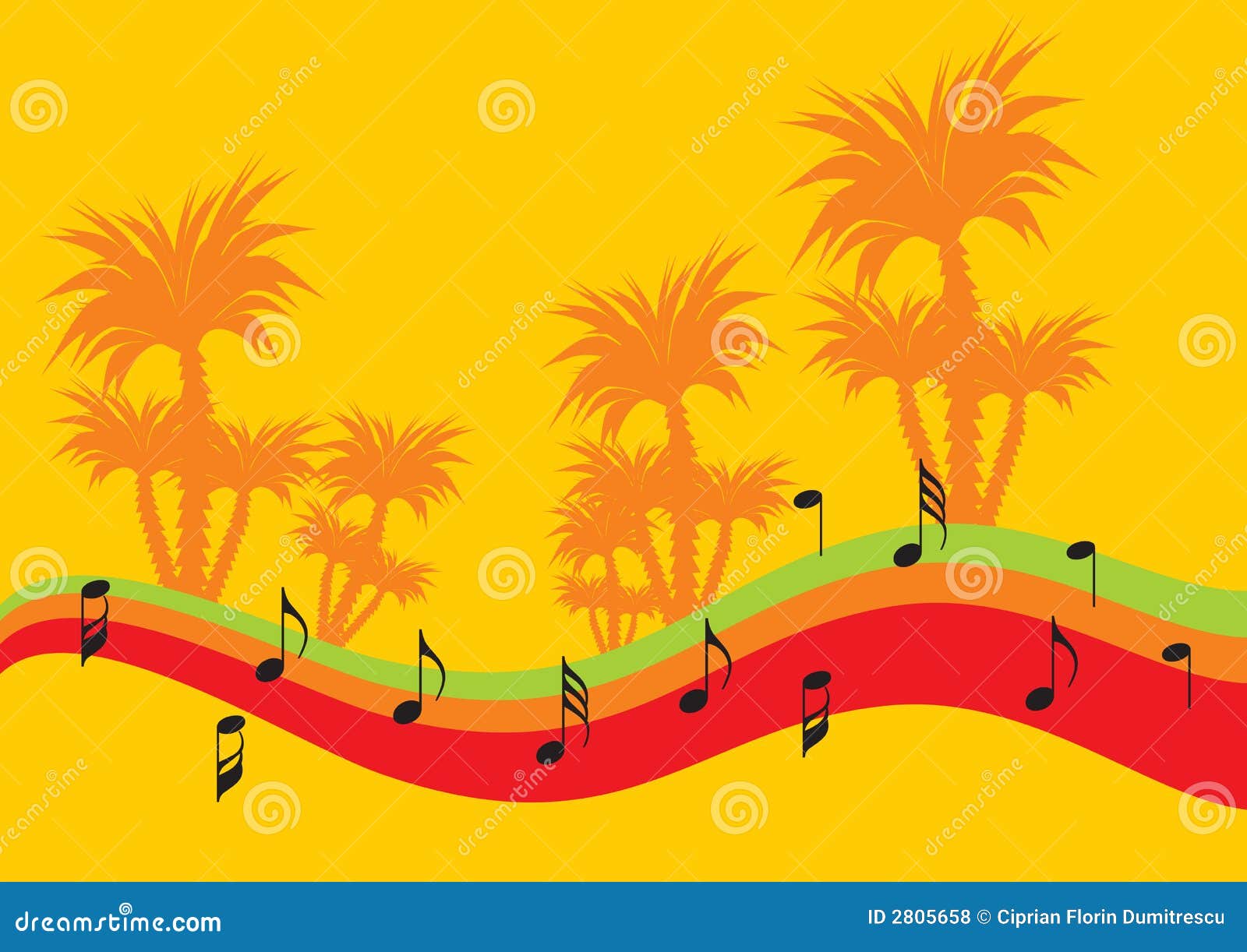 Summer Music Background With Instruments - Vector | CartoonDealer.com