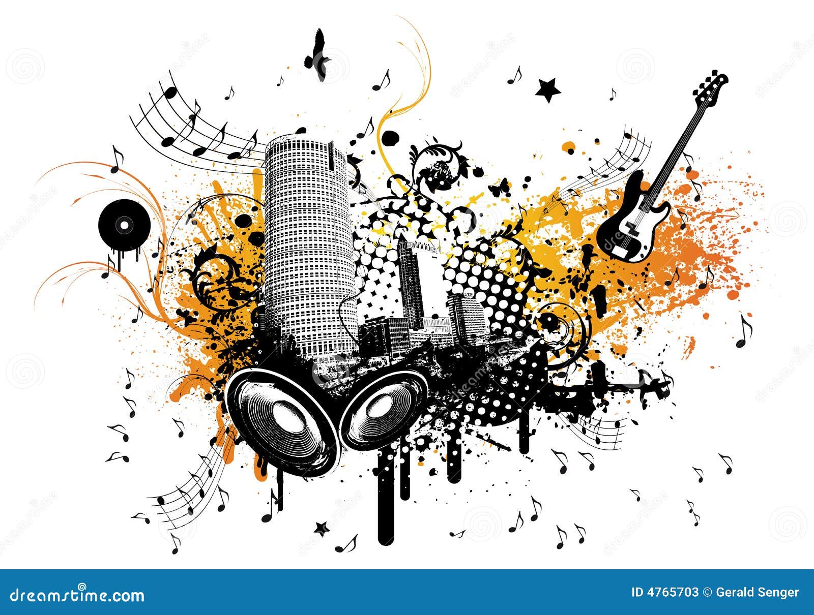 Summer Music City stock vector. Illustration of butterfly - 4765703