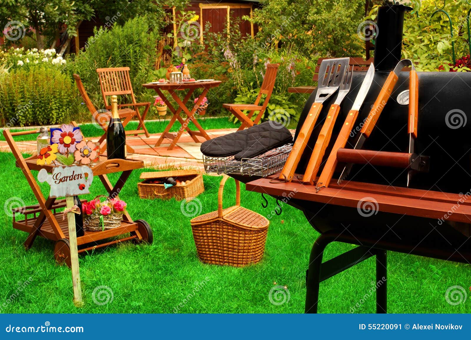 Summer Outdoor Backyard BBQ Grill Party Or Picnic Scene Stock Image  Image of beverages, bottle 