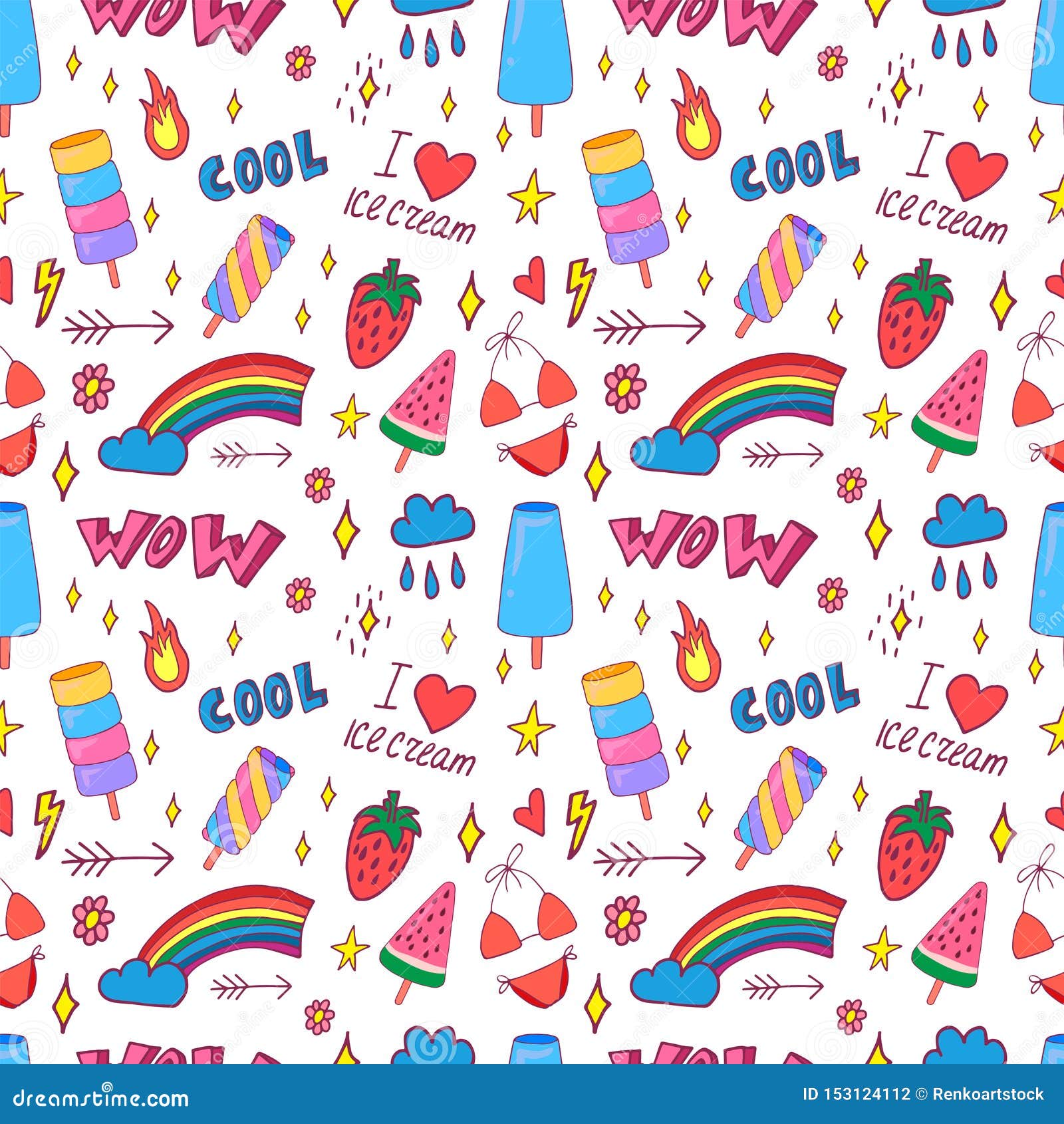 Summer Pop Art Seamless Pattern Stock Vector - Illustration of pattern ...