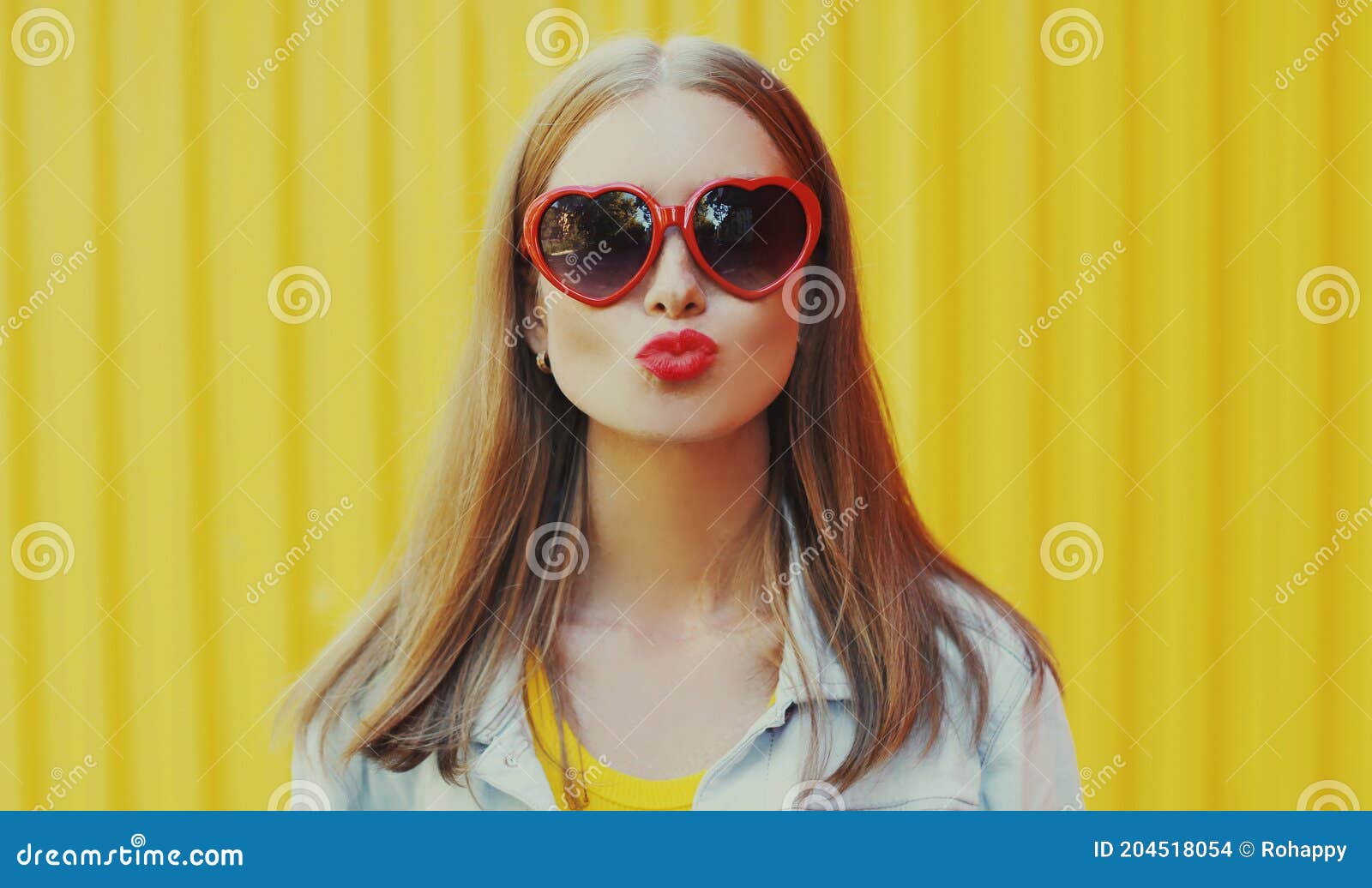 Summer Portrait of Beautiful Young Woman Blowing Lips Sending Sweet Air ...