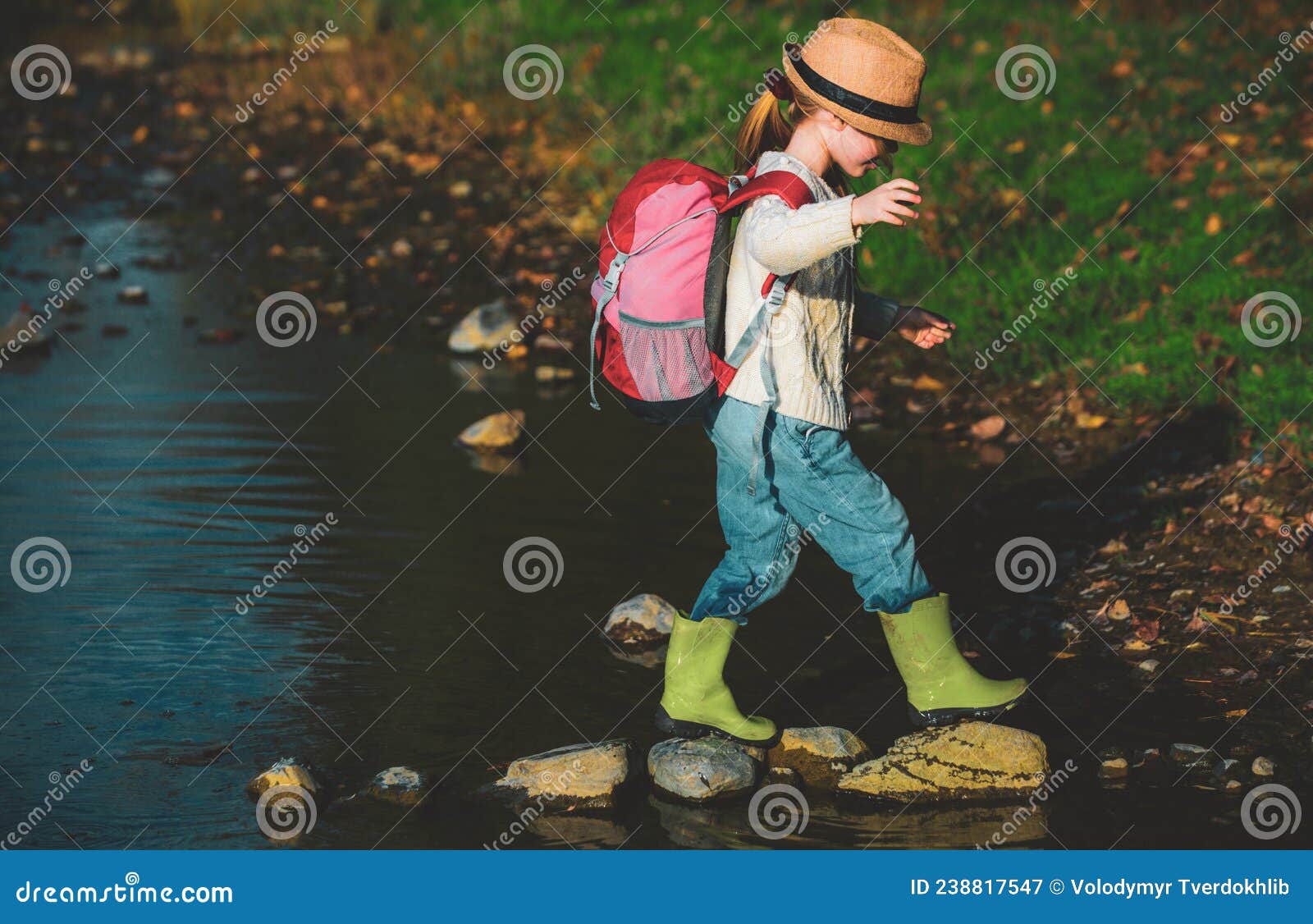 Summer Portrait of Happy Cute Child Girl Traveling and Camp. Little ...
