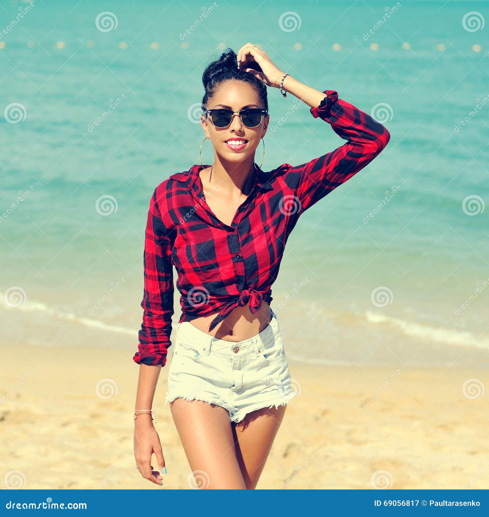 Summer Portrait Of Young Sensual Tanned Woman Stock Image Image Of Sunglasses Clothes 69056817 