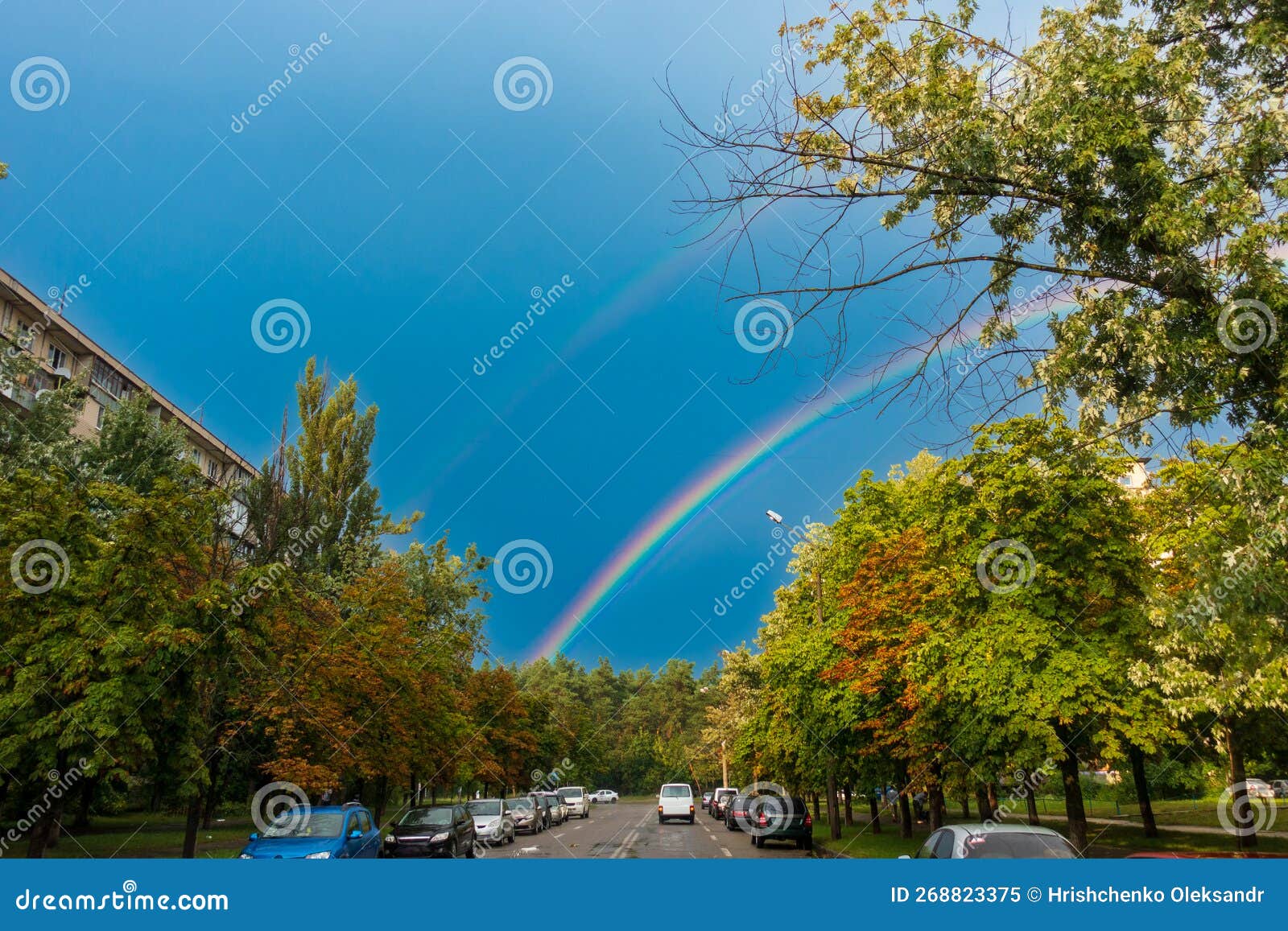 Summer Rainbow in the City Sky Stock Image Image of atmosphere