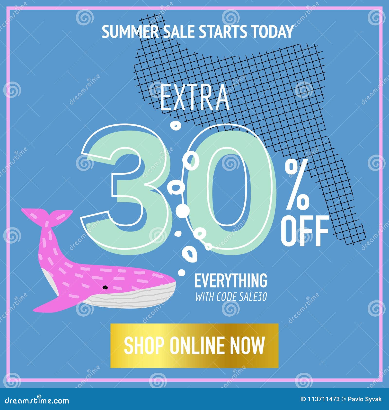 Download Summer Sale Banner With Cute Whales. Promotional Design ...