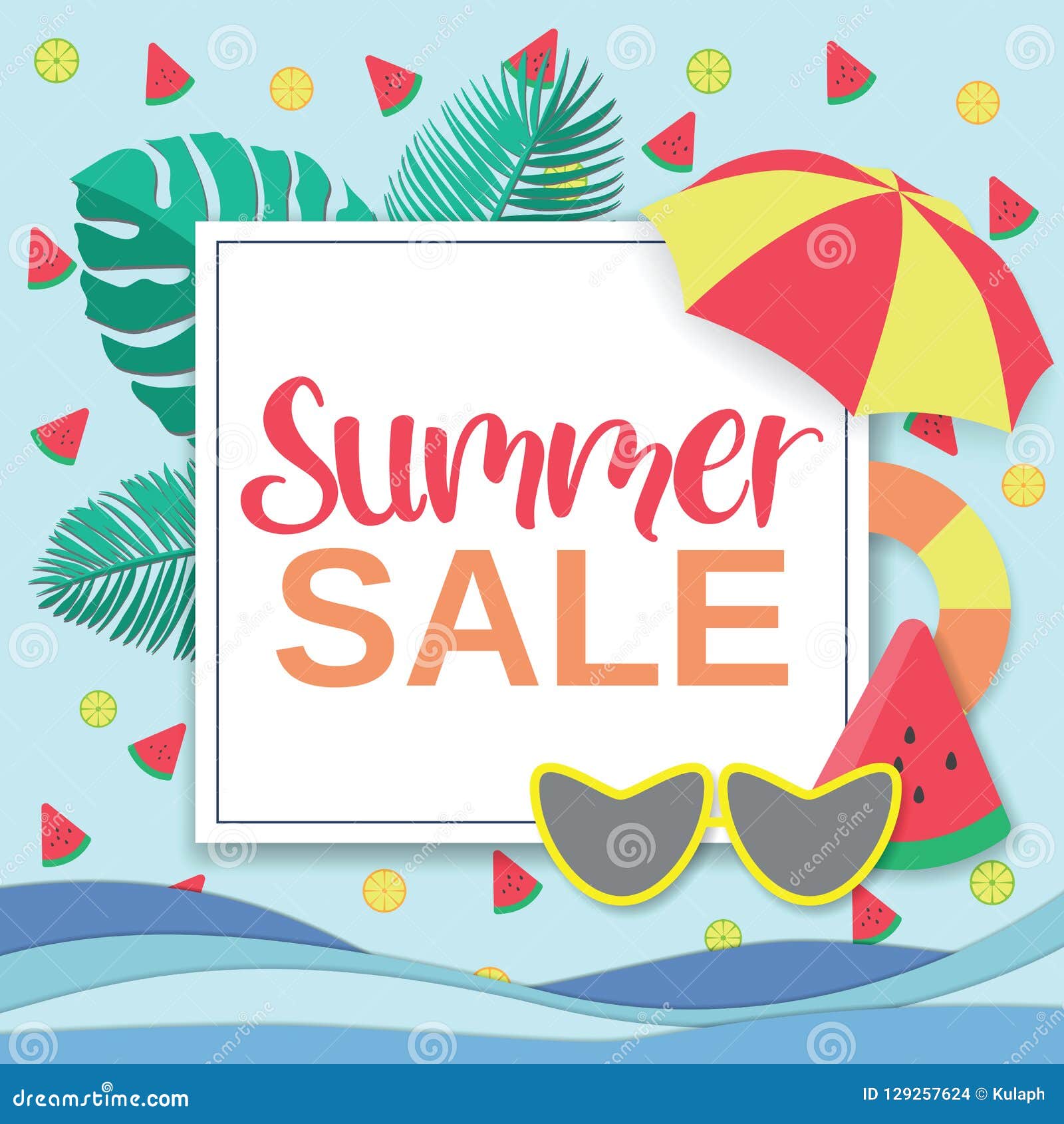 Summer Sale Banner, Poster Template. Summer Theme Stock Vector