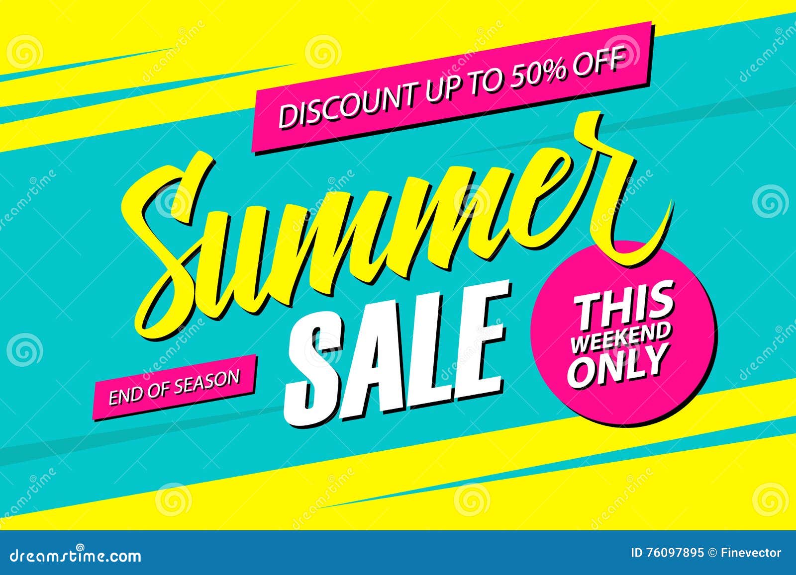 summer sale. this weekend special offer banner, discount 50% off. end of season.