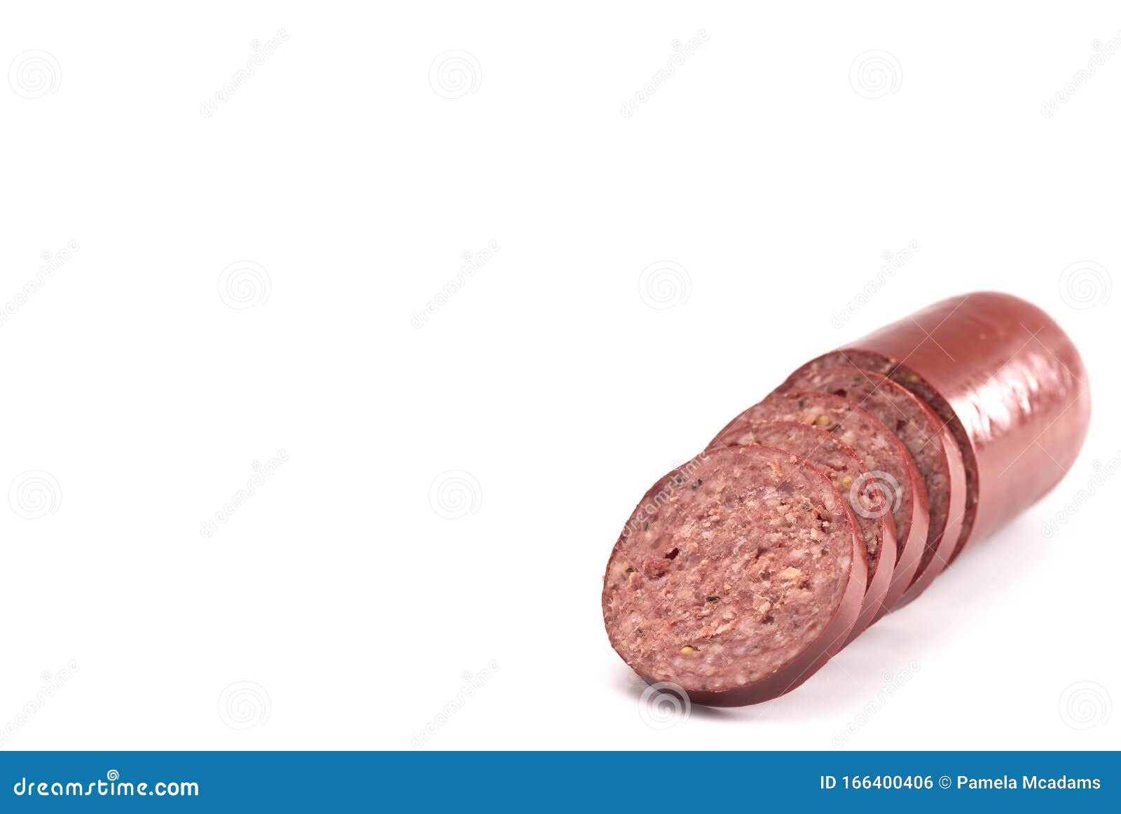 A Summer Sausage Isolated on a White Background Stock Photo Image of