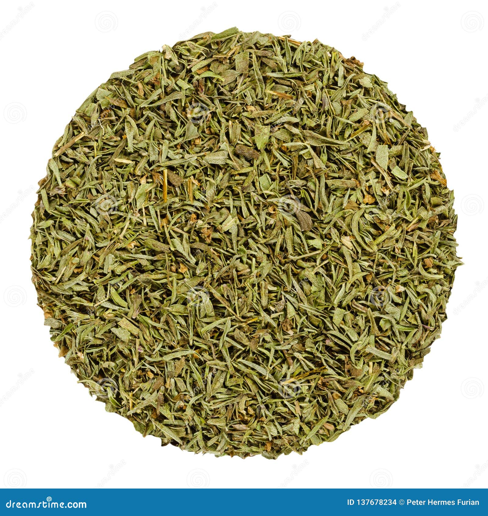 Dried Savory, Herb Circle from Above, Over White Stock Photo Image of