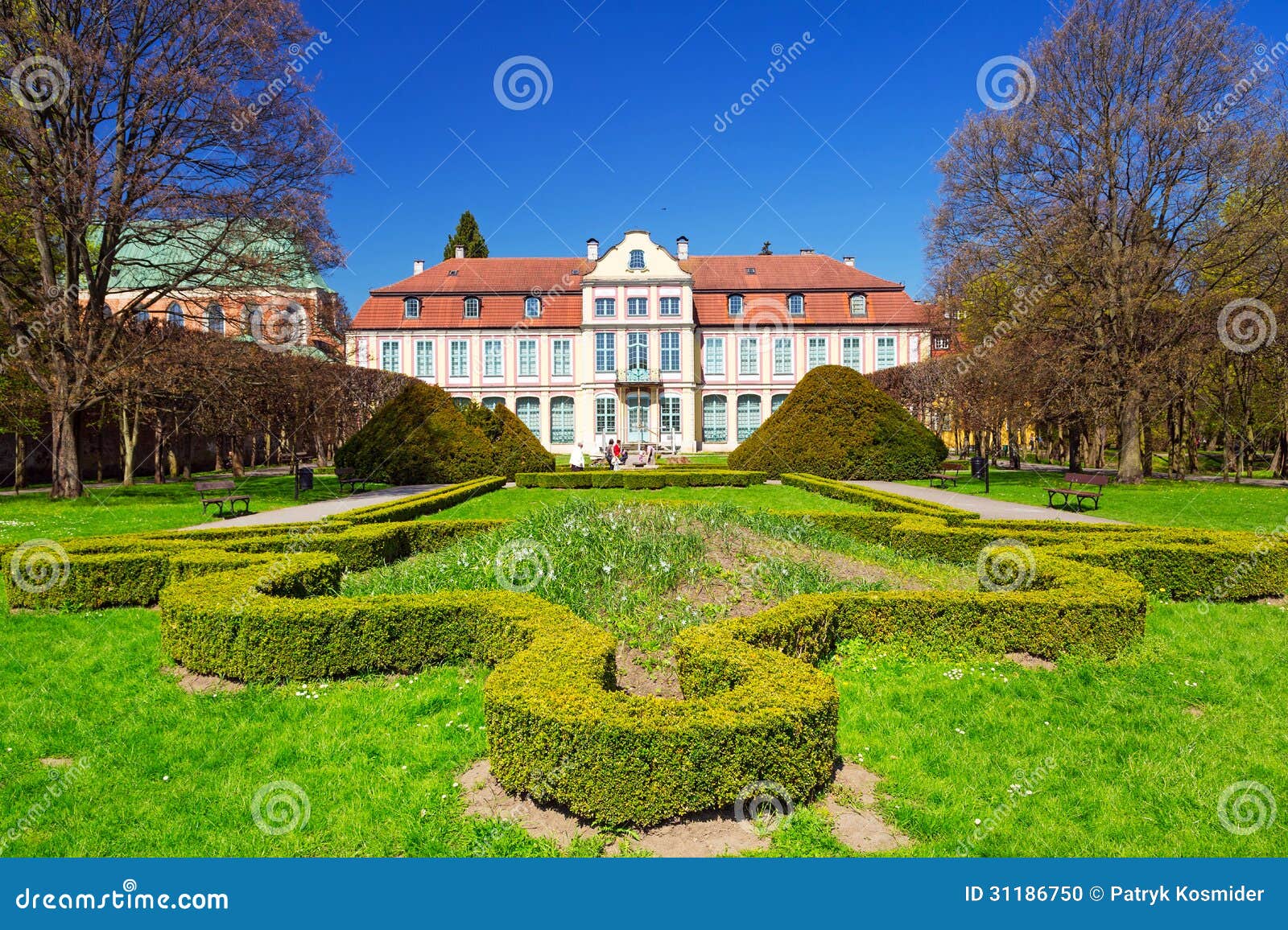 summer scenery of abbots palace in gdansk oliwa