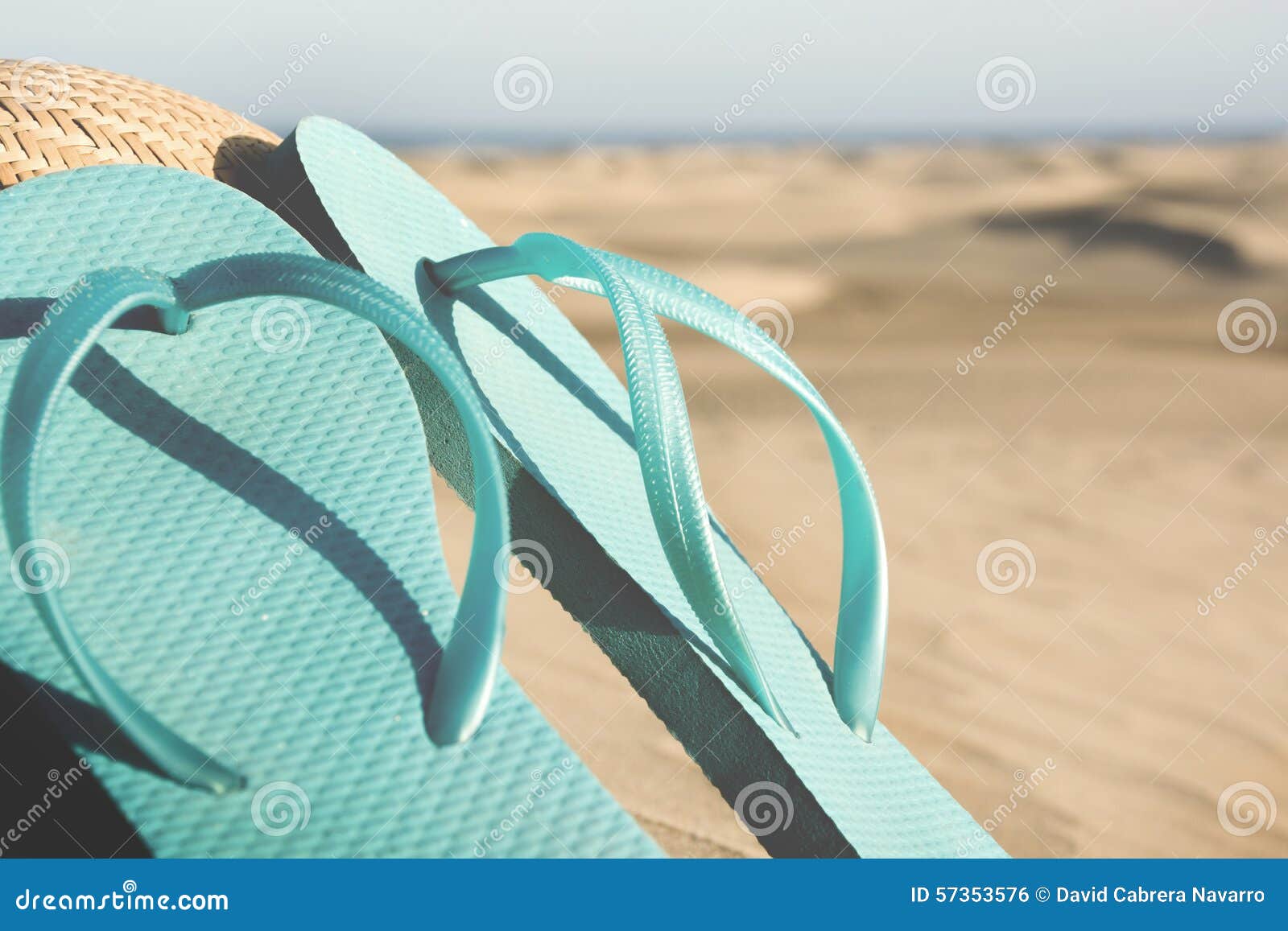 Summer Shoes and Hat on Dune Stock Photo Image of flops, shoes 57353576
