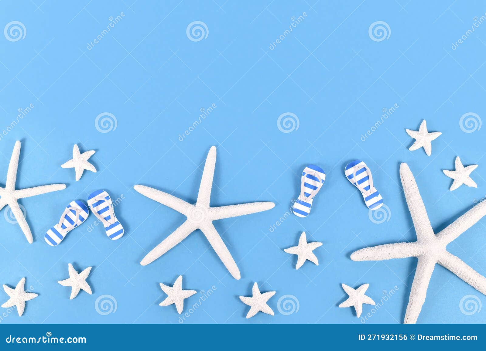 Summer Shoes and Starfish on Blue Background Stock Photo - Image of ...