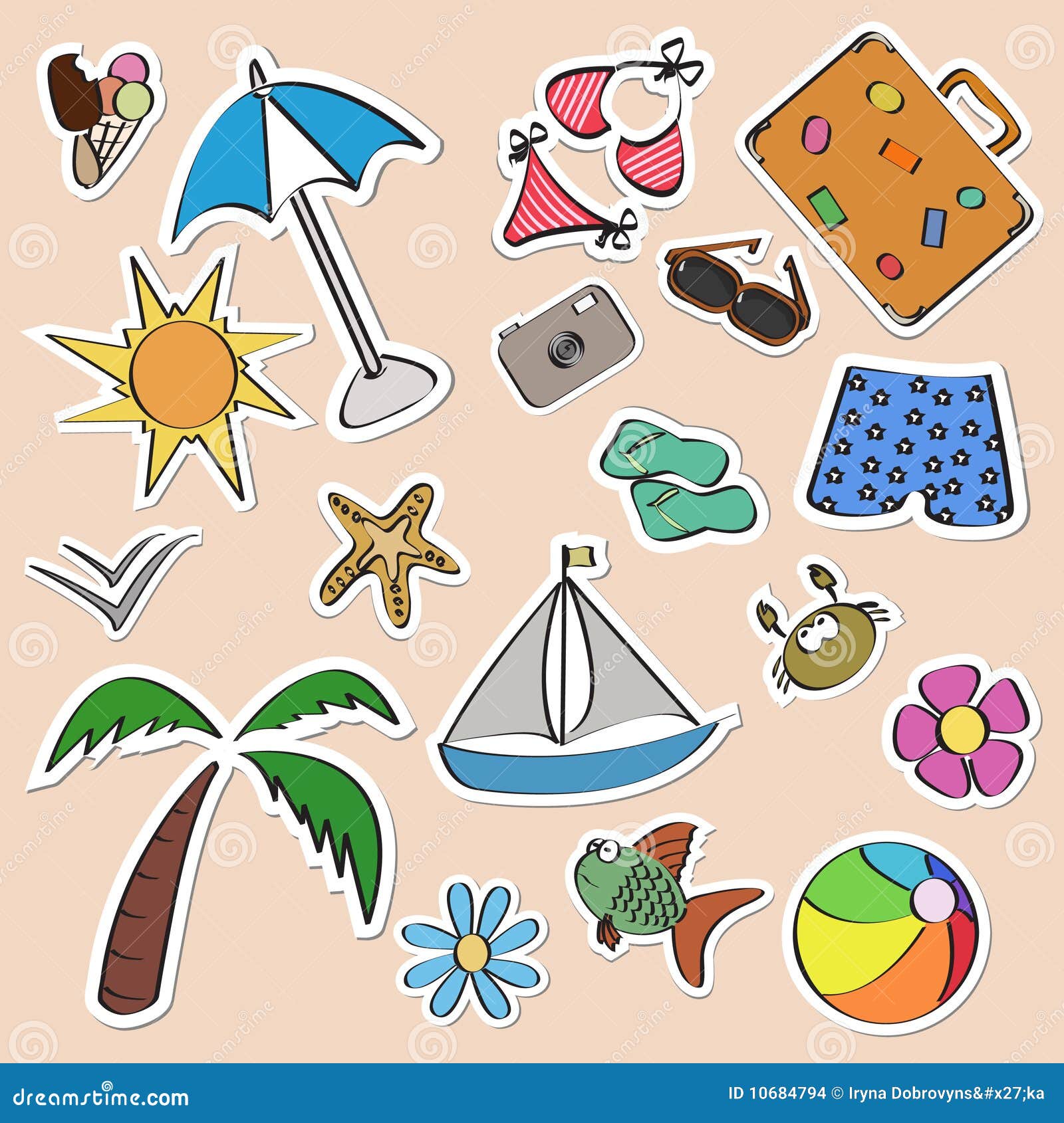 Summer stickers set stock vector. Illustration of naive - 10684794