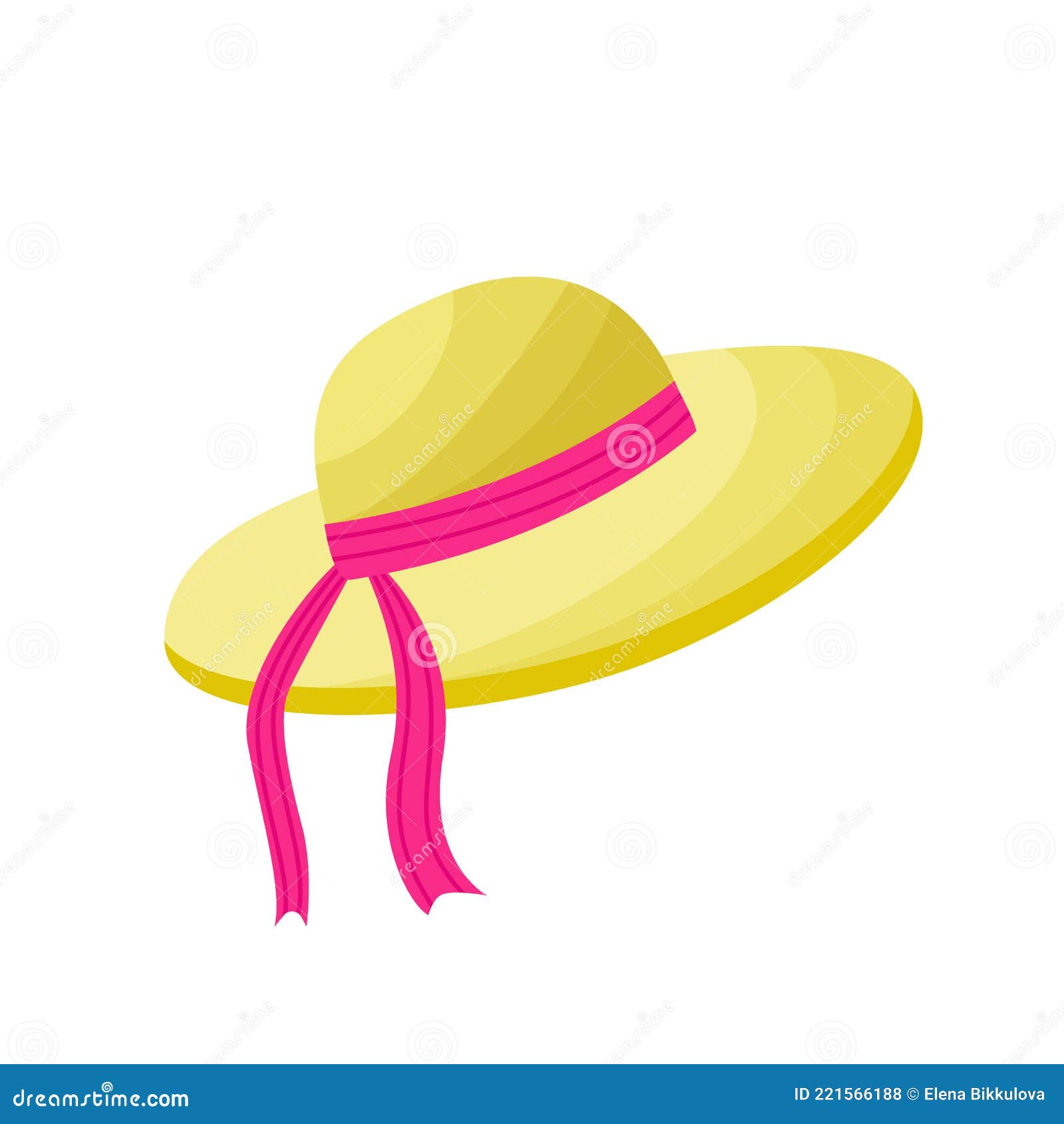 Summer Straw Hat with Ribbon Stock Vector - Illustration of clothes ...