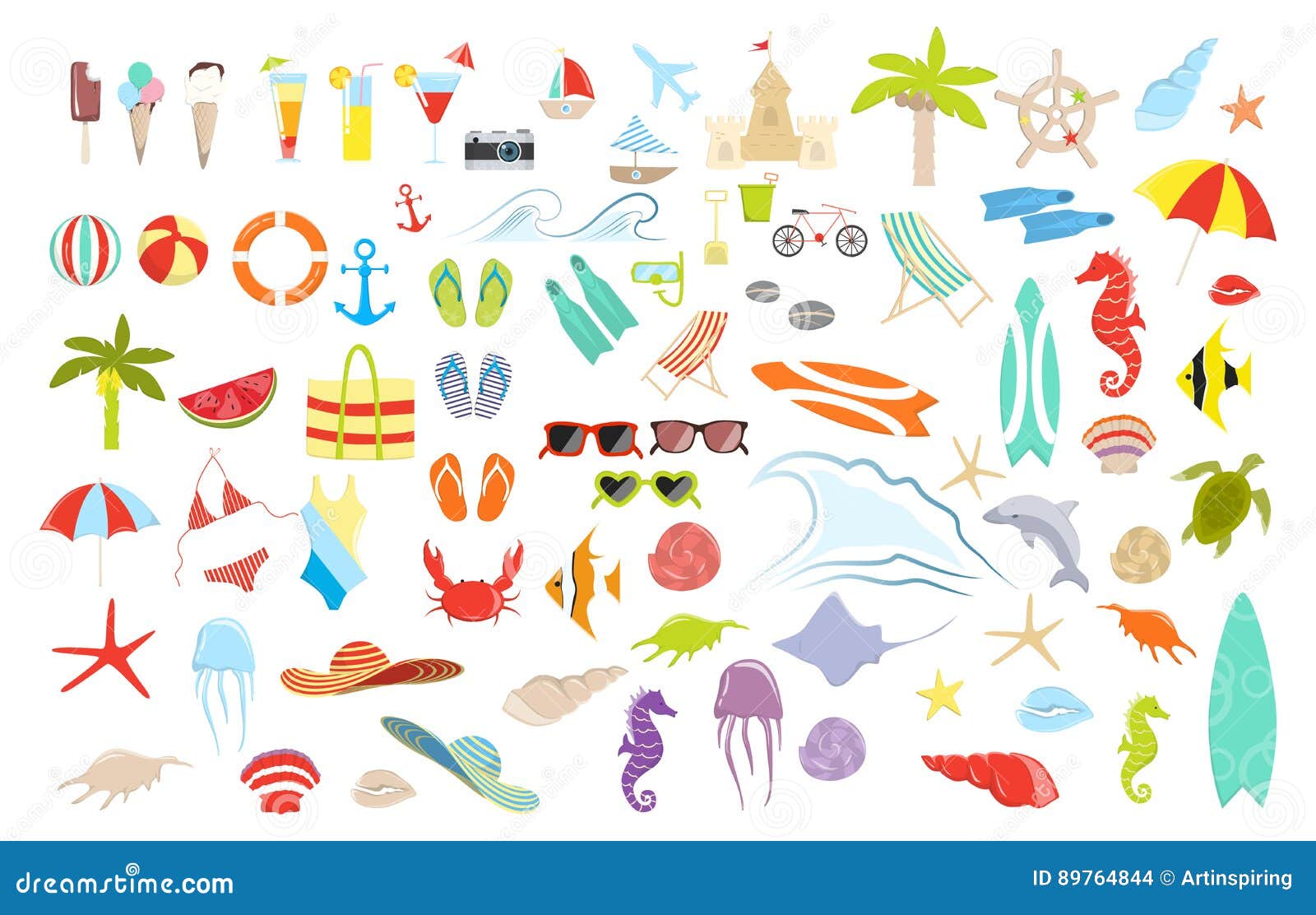 Summer stuff set. stock vector. Illustration of holiday 89764844