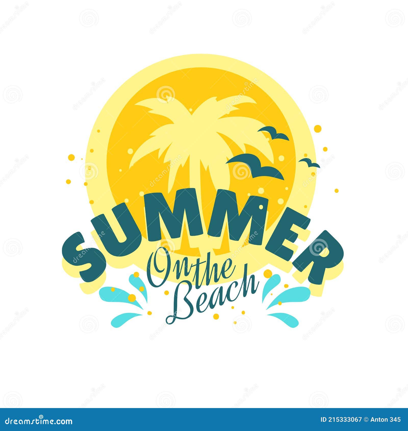 Free Vector  Summer time text on illustrated beach