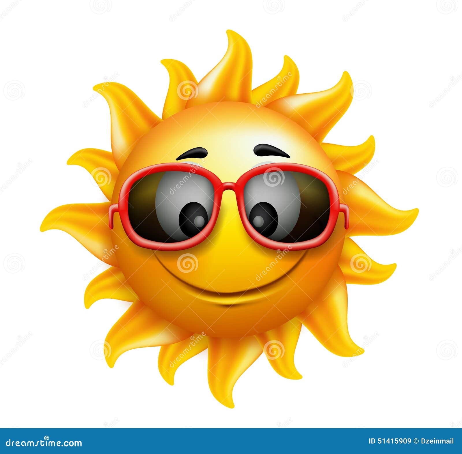 summer sun face with sunglasses and happy smile
