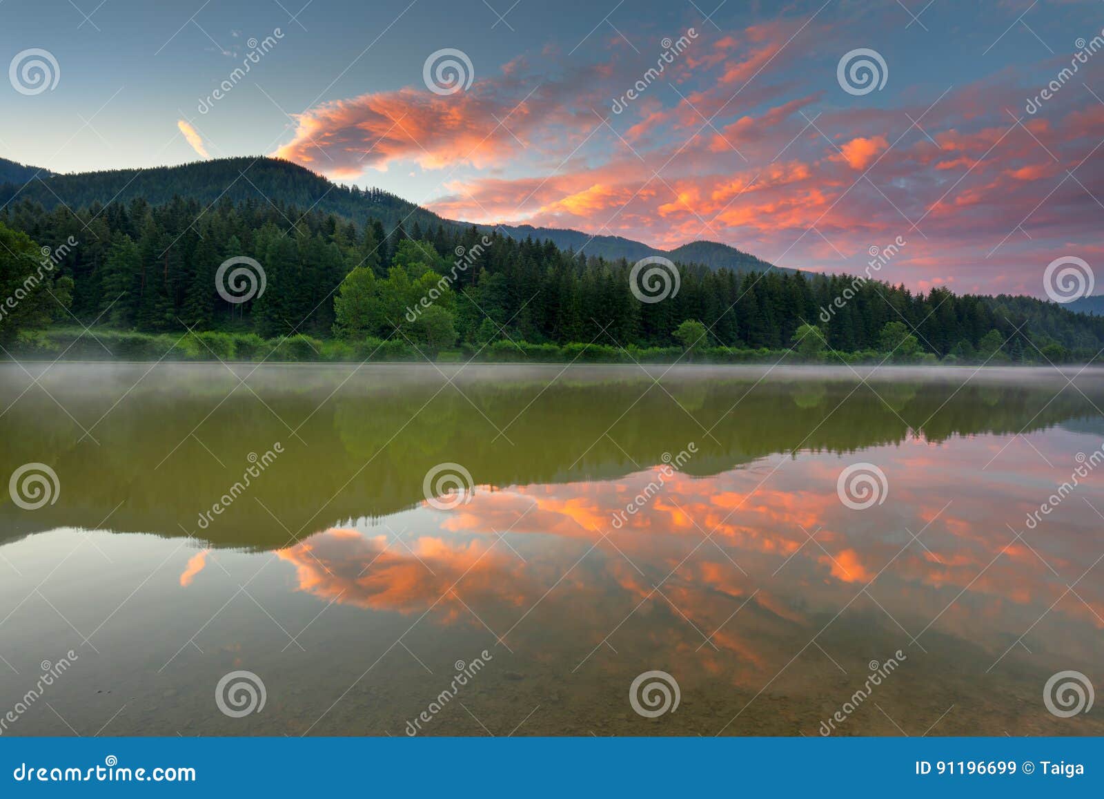 Summer Sunrise On Moutnains Lake Stock Image Image Of Morning