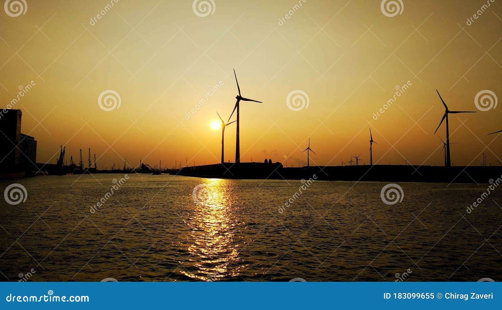 Summer Sunset on the Riverside in Antwerp Belgium Stock Image Image