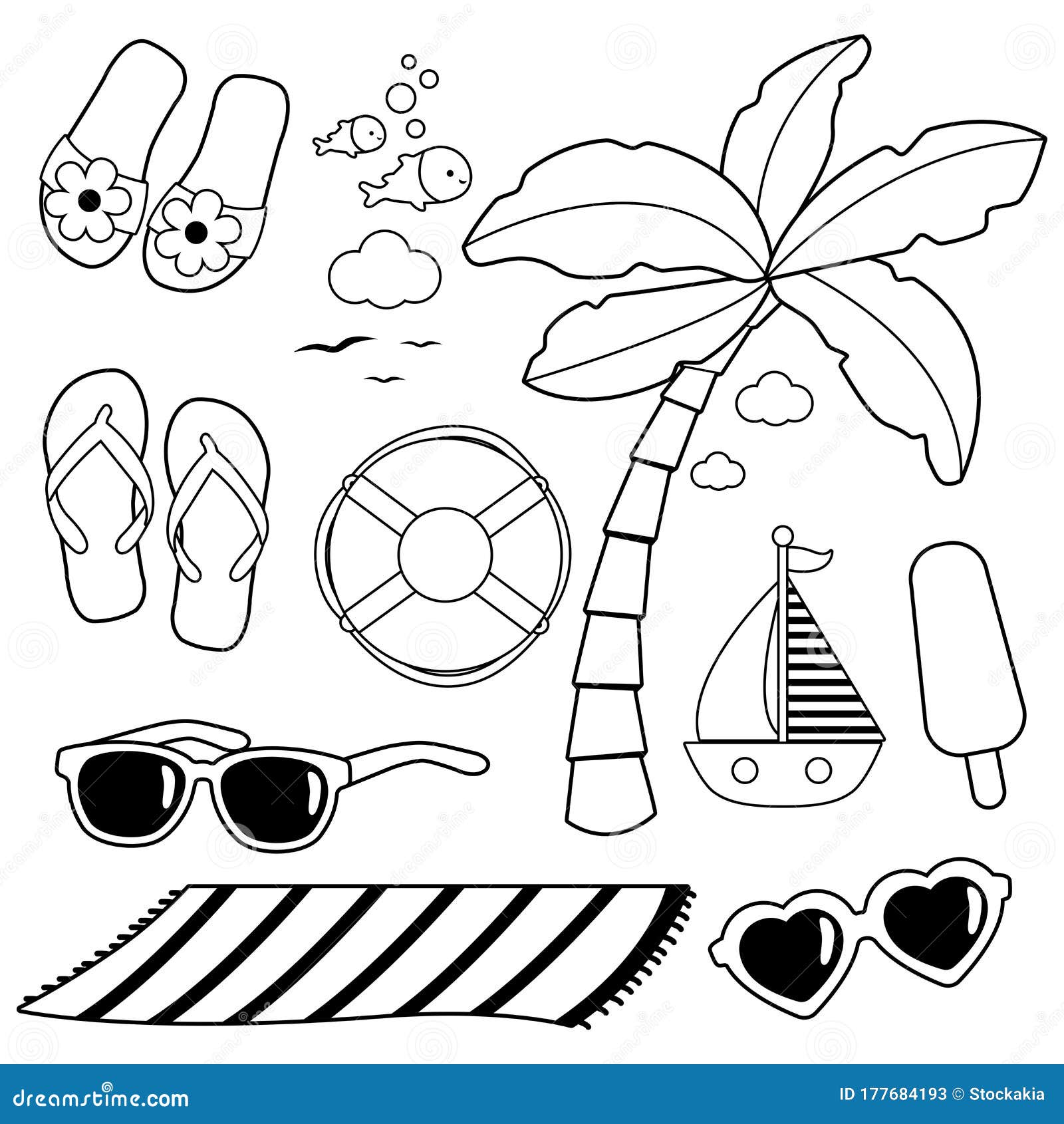 Vacation Theme Coloring Pages