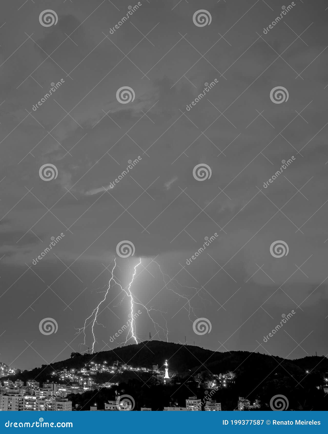 images of the arrival of a strong summer storm with lightning and rain. event in the city in the late afternoon, early evening in
