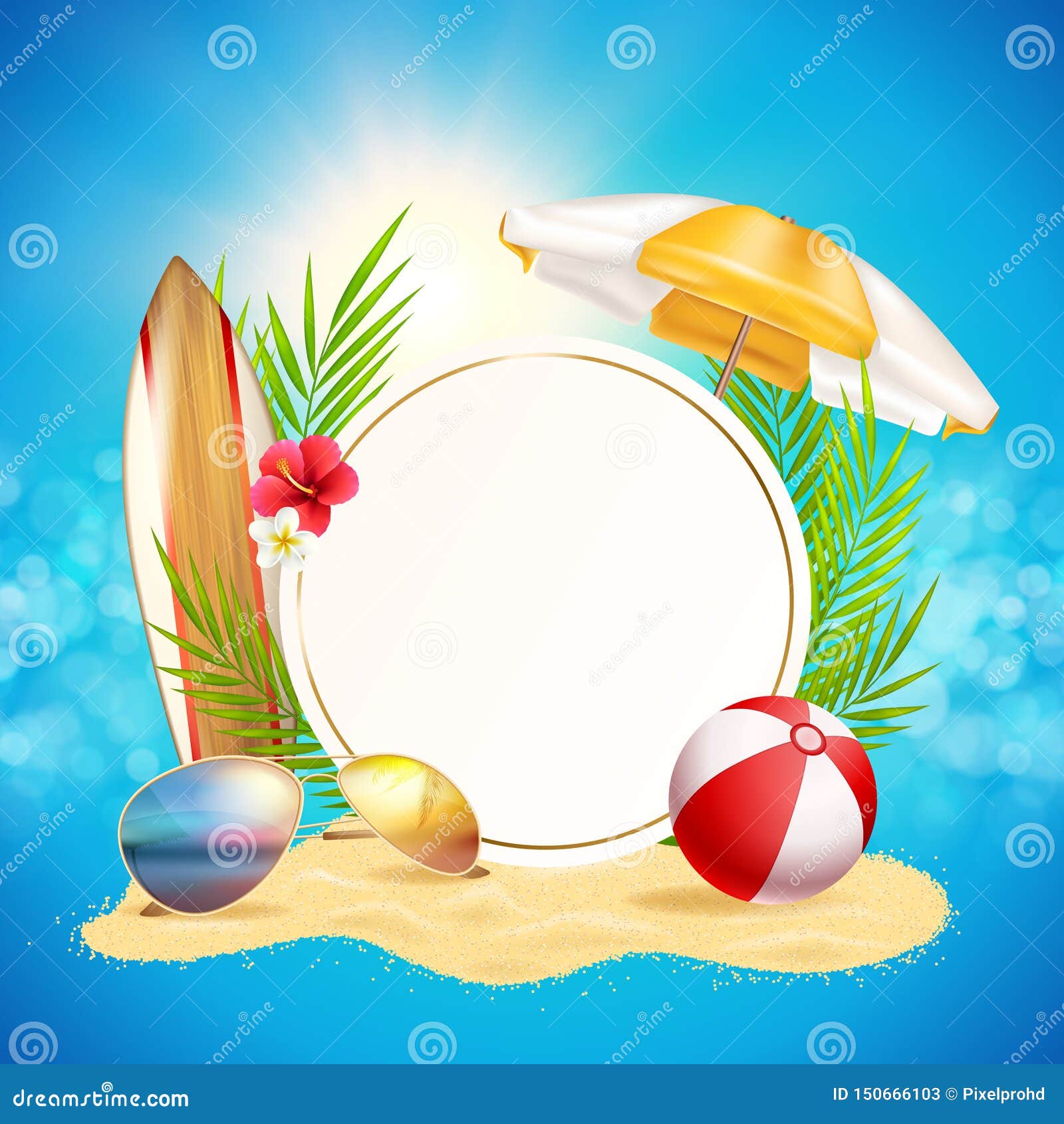 Summer Time Background Travel Concept Stock Vector - Illustration of  sunshine, sunglasses: 150666103