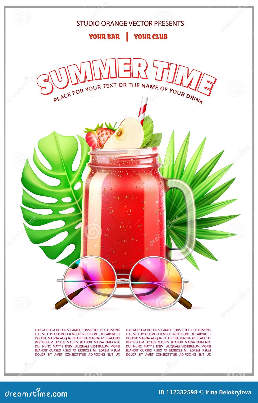 Realistic smoothie in mason jar glass set Vector Image