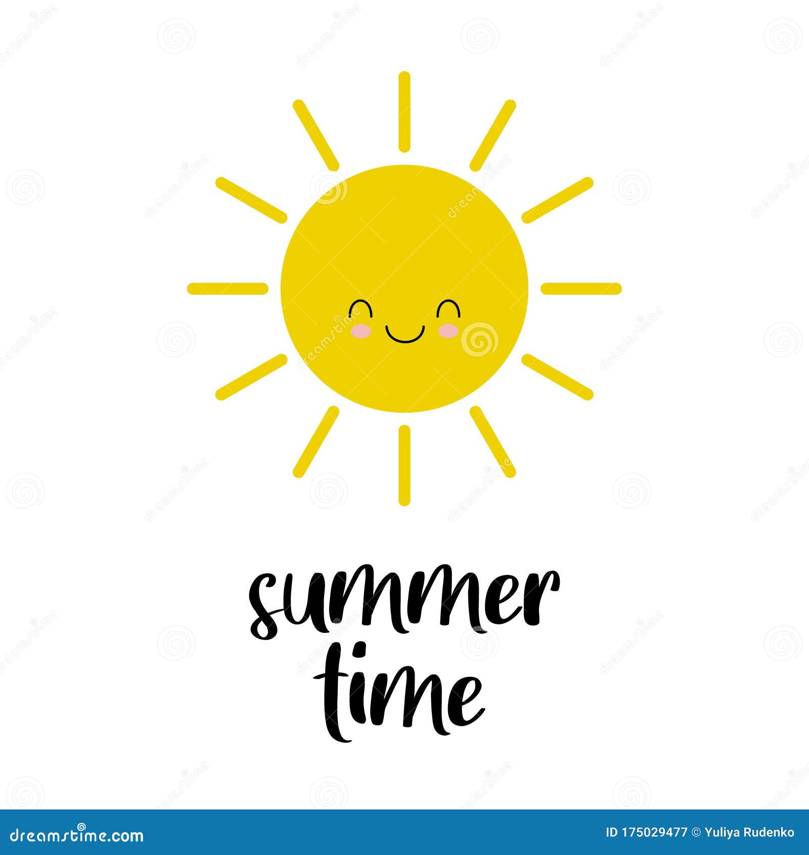 Summer Time. Cute Cartoon Summer Sun Card Stock Illustration - Illustration  of copy, shining: 175029477