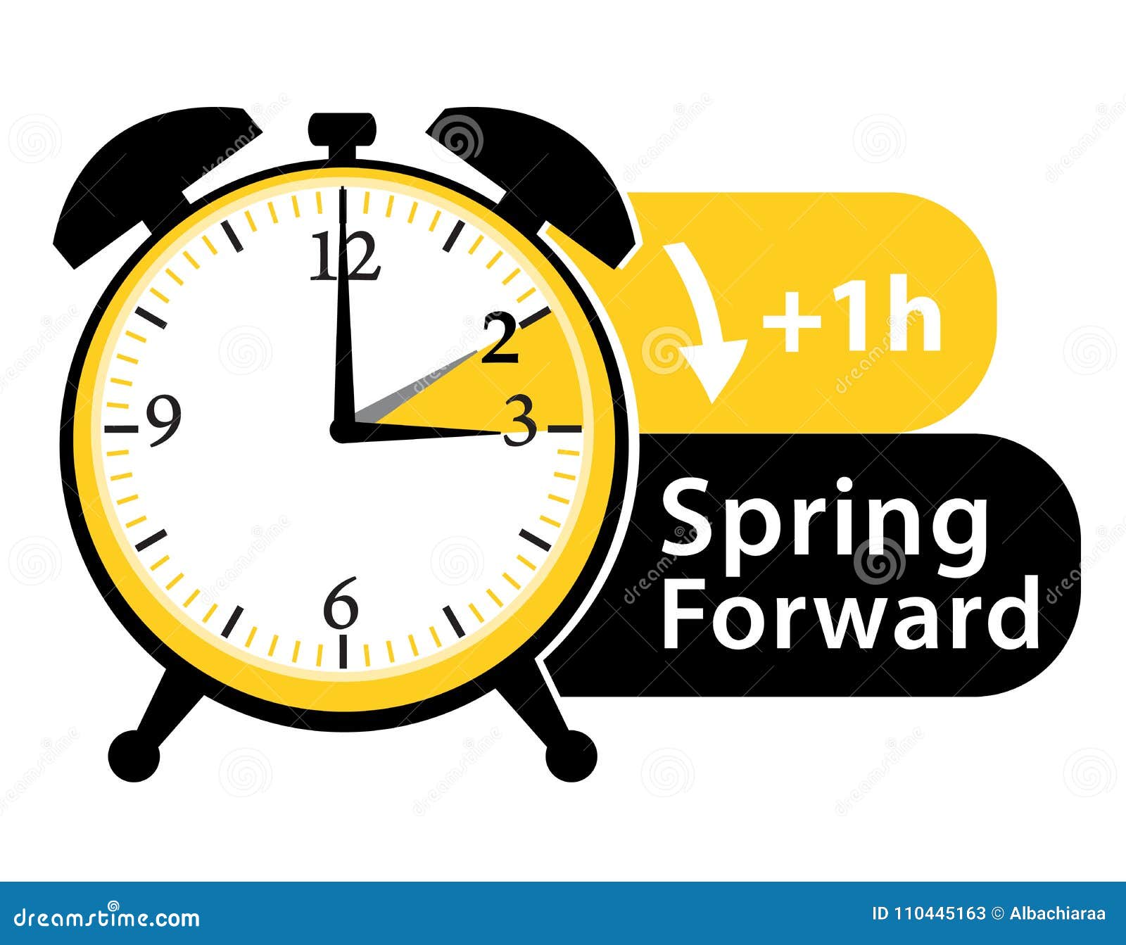 Spring Time forward. Summer clock change. Daylight saving time. Vector  Stock Vector