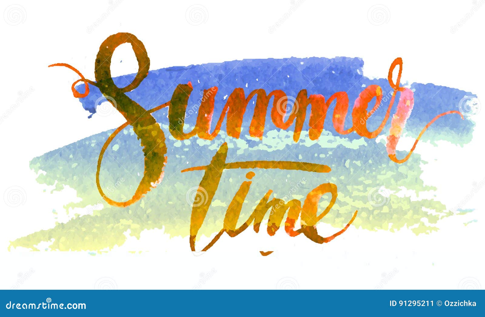 Summer Time Poster with Watercolor Hand Drawn Background and Slogan or  Phrase. Vector Illustration for Print Design or Stock Vector - Illustration  of phrase, decor: 91295211