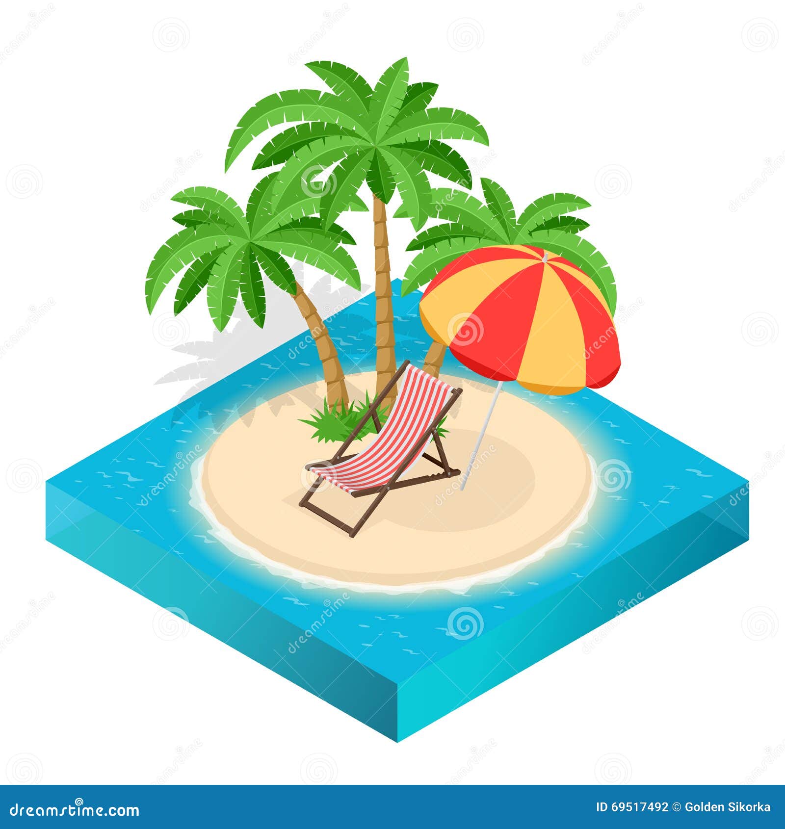 Summer Travel Concept. on the Beach. Flat 3d Isometric Vector ...