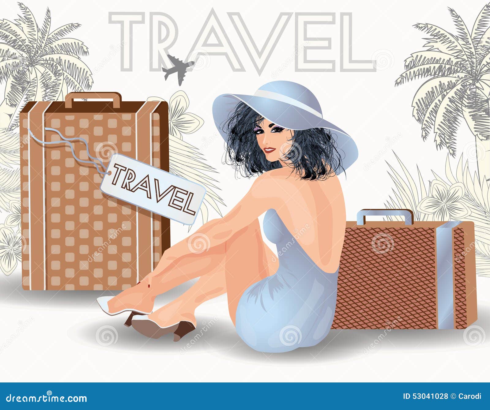 Summer Travel Sex Pin Up Girl Stock Vector Illustration Of Airplane 