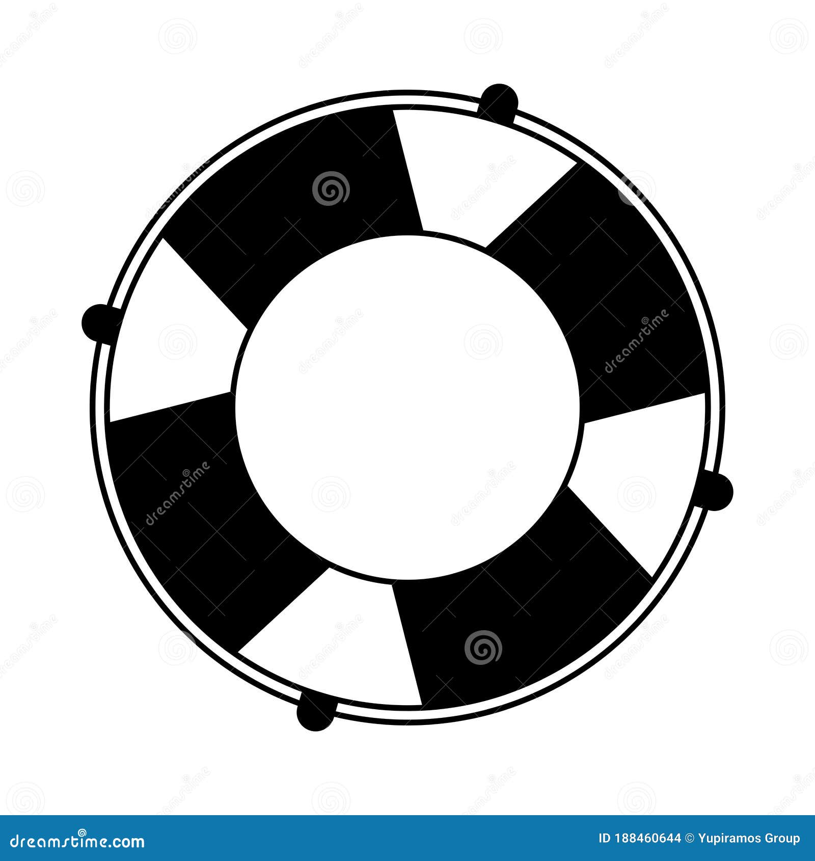 Summer Travel and Vacation Lifebuoy in Silhouette Style Isolated Icon ...