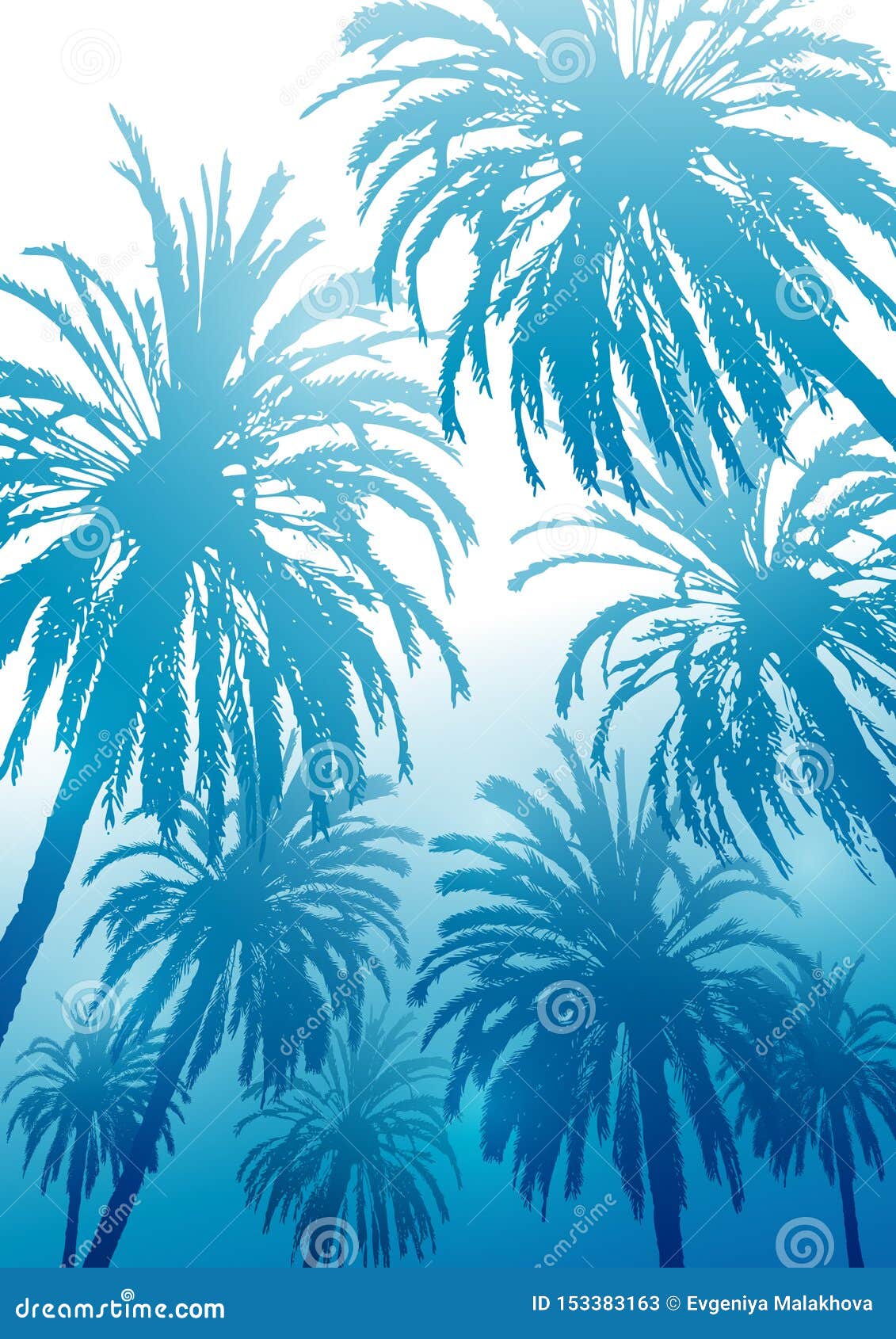 Summer Tropical Background with Palm Trees Silhouettes on Blue Stock Vector  - Illustration of season, vector: 153383163