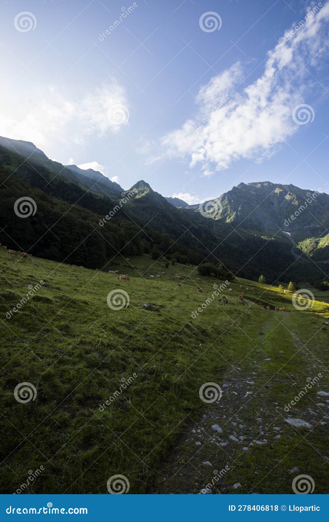 summer in uelhs deth joeu waterfall, val d aran, spain