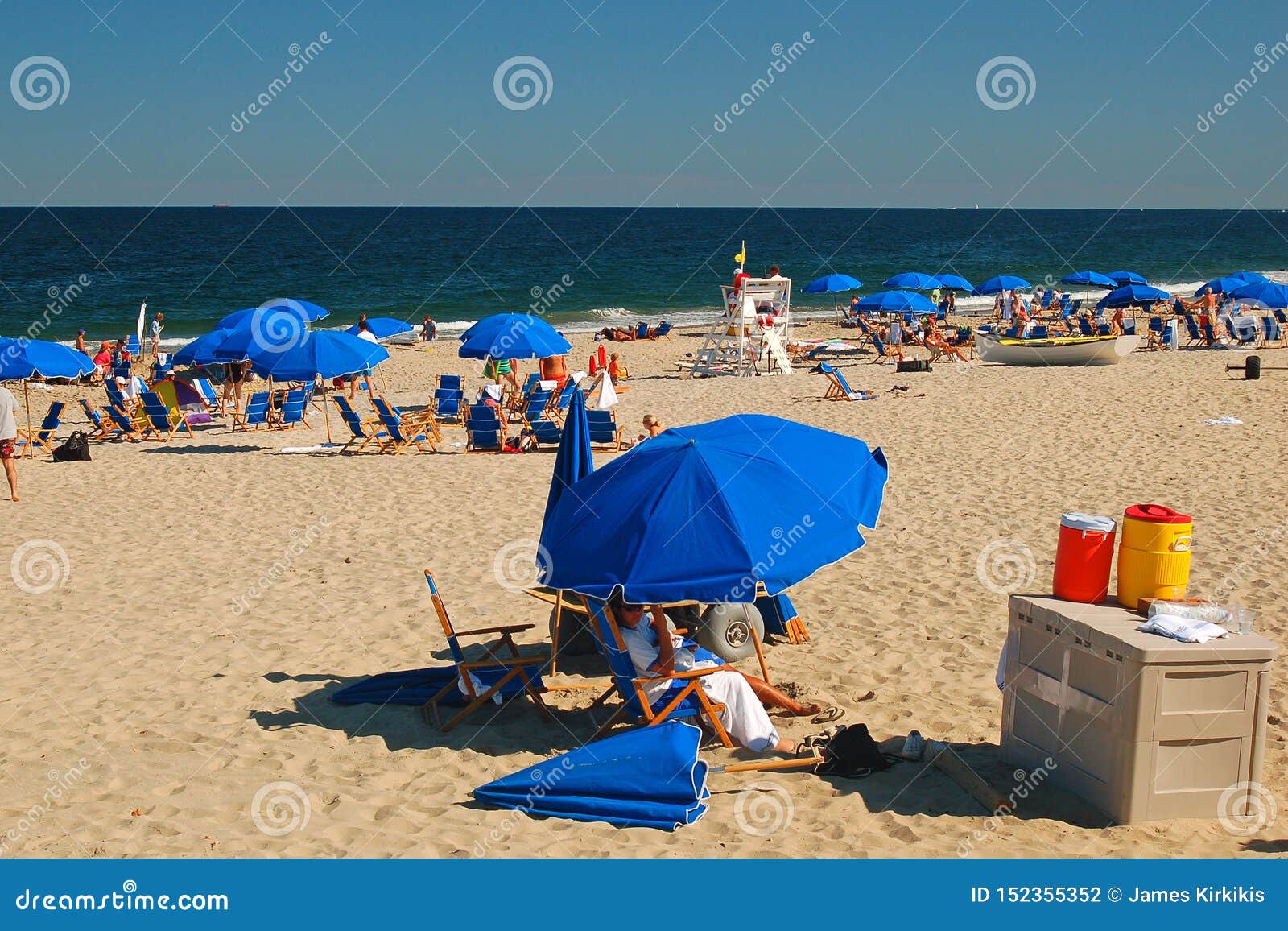 Summer Umbrellas Dot the Jersey Shore at Spring Lake Editorial