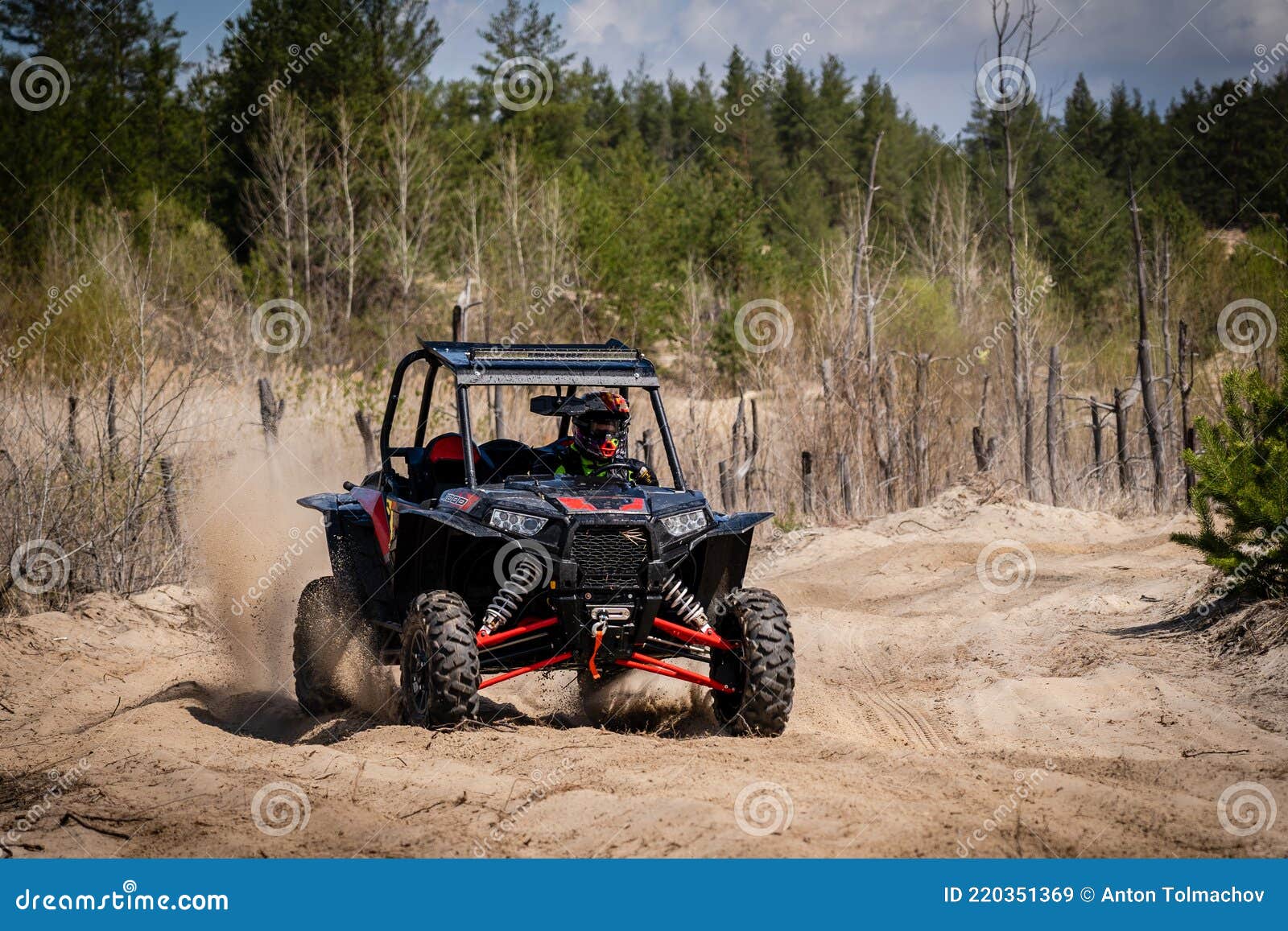 Summer UTV, ATV & Offroad Driving in Dust. Quad Racing Stock Image
