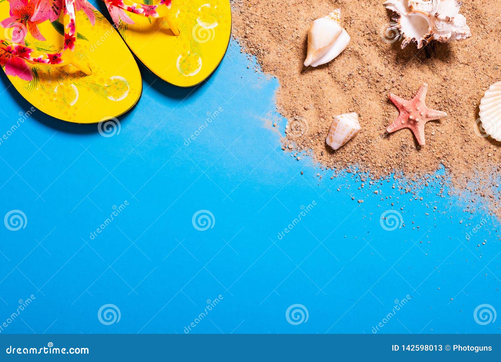 Summer Vacation Concept with Seashells, Starfish and Women`s Beach ...
